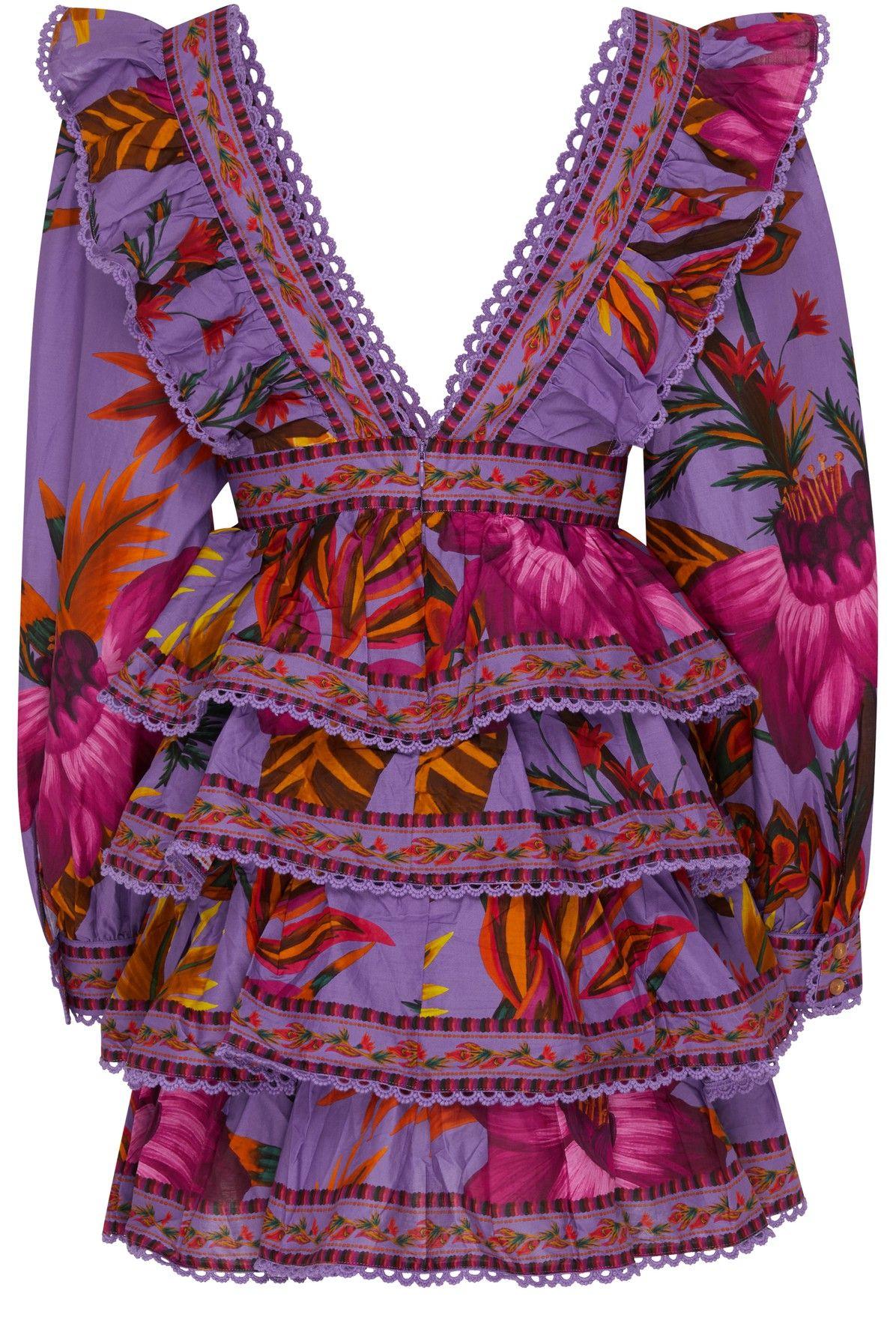 FARM Rio Maxi Flowers Mini Dress in Purple | Lyst