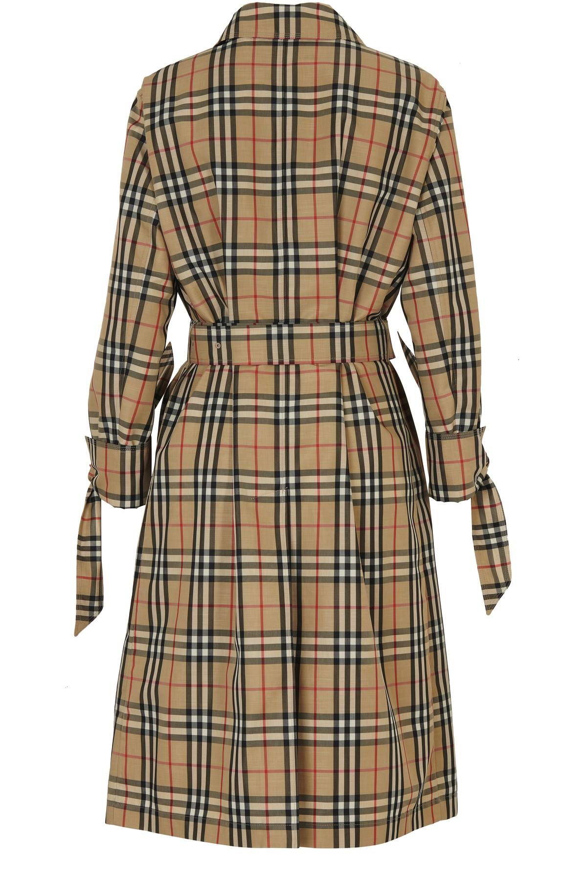 Women's Natural Check Belted Trench Coat