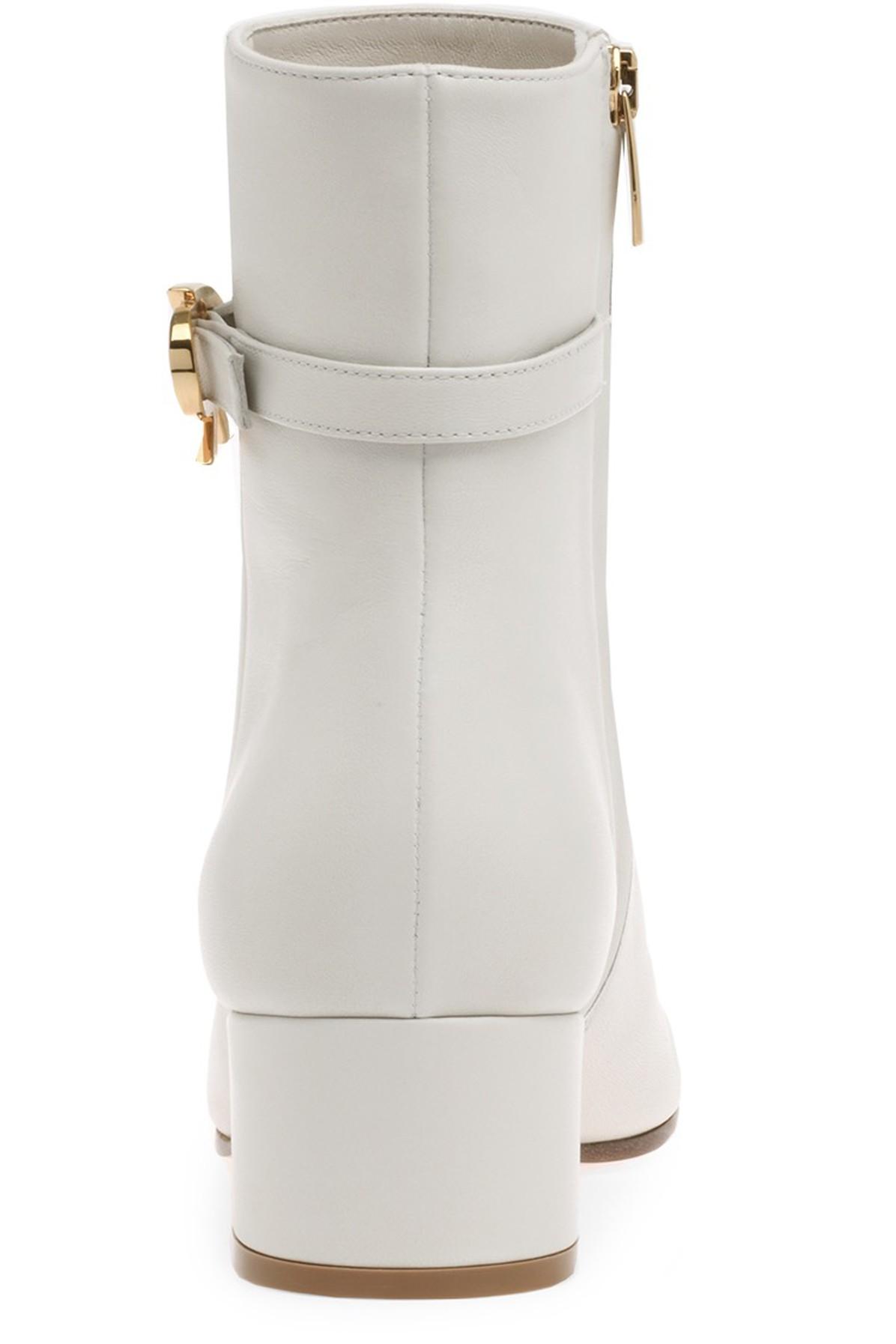 Gianvito Rossi Leather Ribbon Boots in White - Lyst