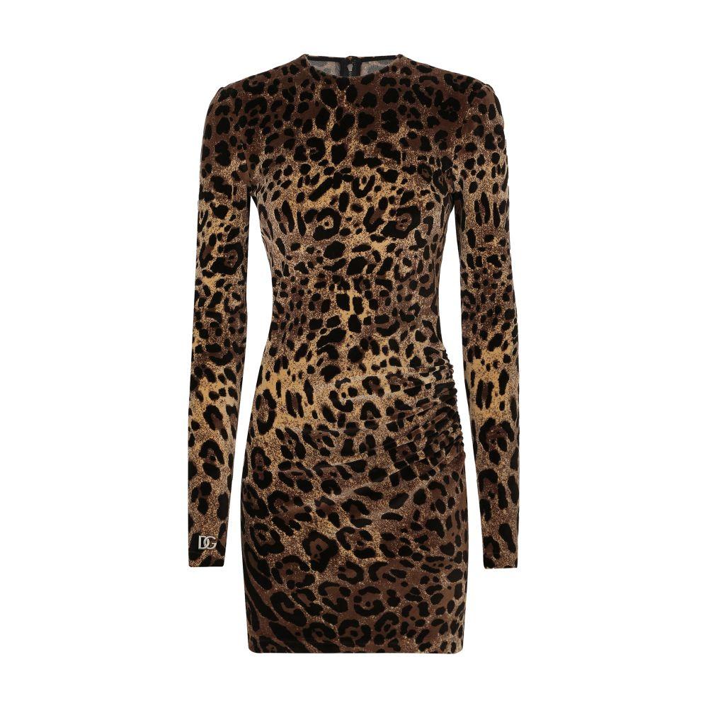 DOLCE & GABBANA Leopard-jacquard stretch-cotton chenille midi dress
