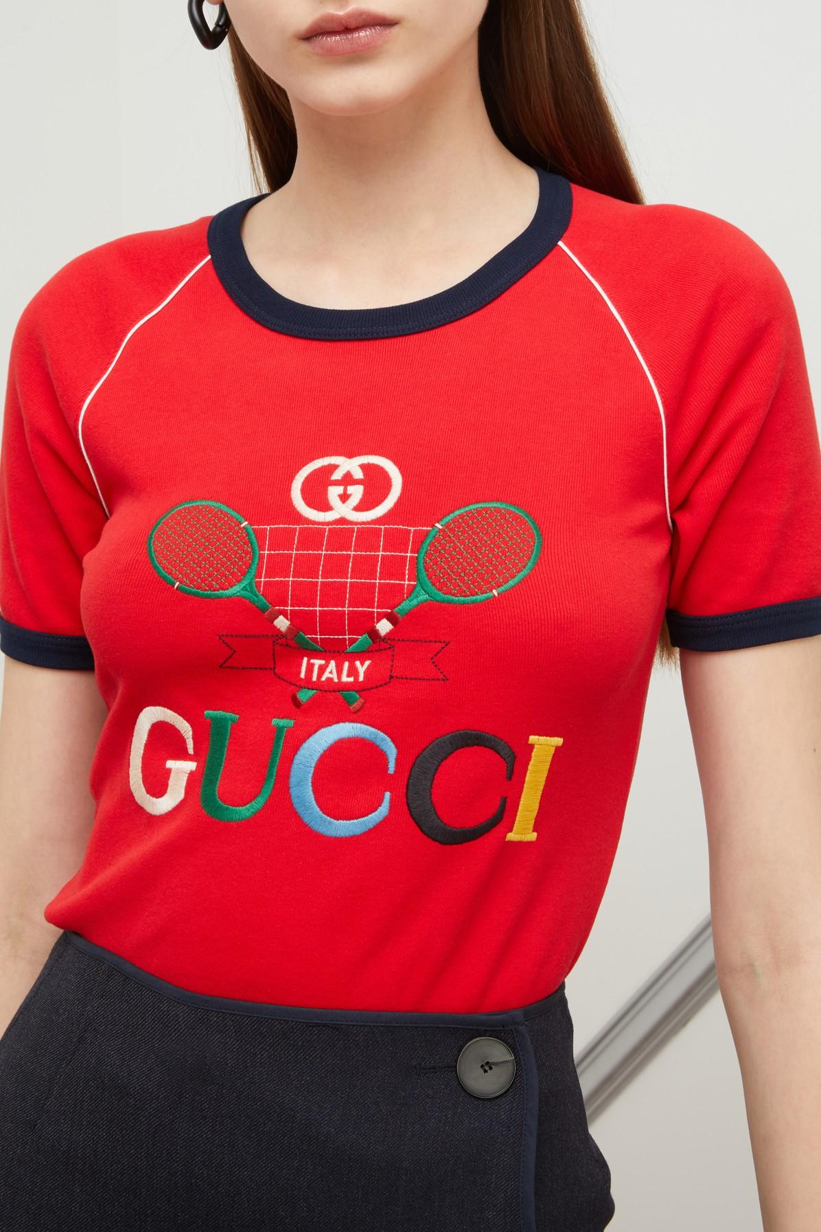 stak Hoved Lee Gucci GG Tennis T-shirt in Red | Lyst