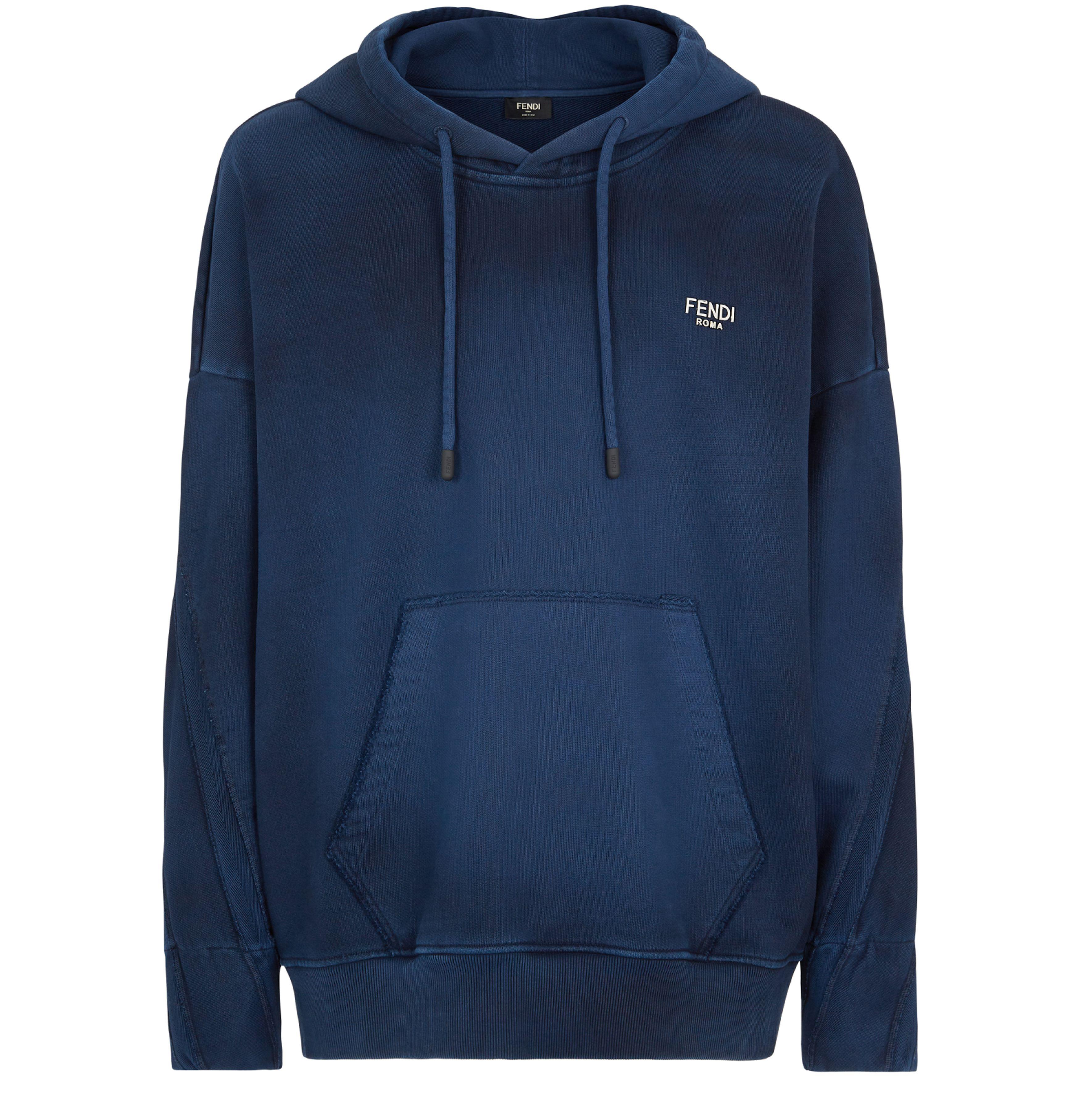 Fendi Oversized Cotton Hooded Sweatshirt in Blue for Men Lyst UK
