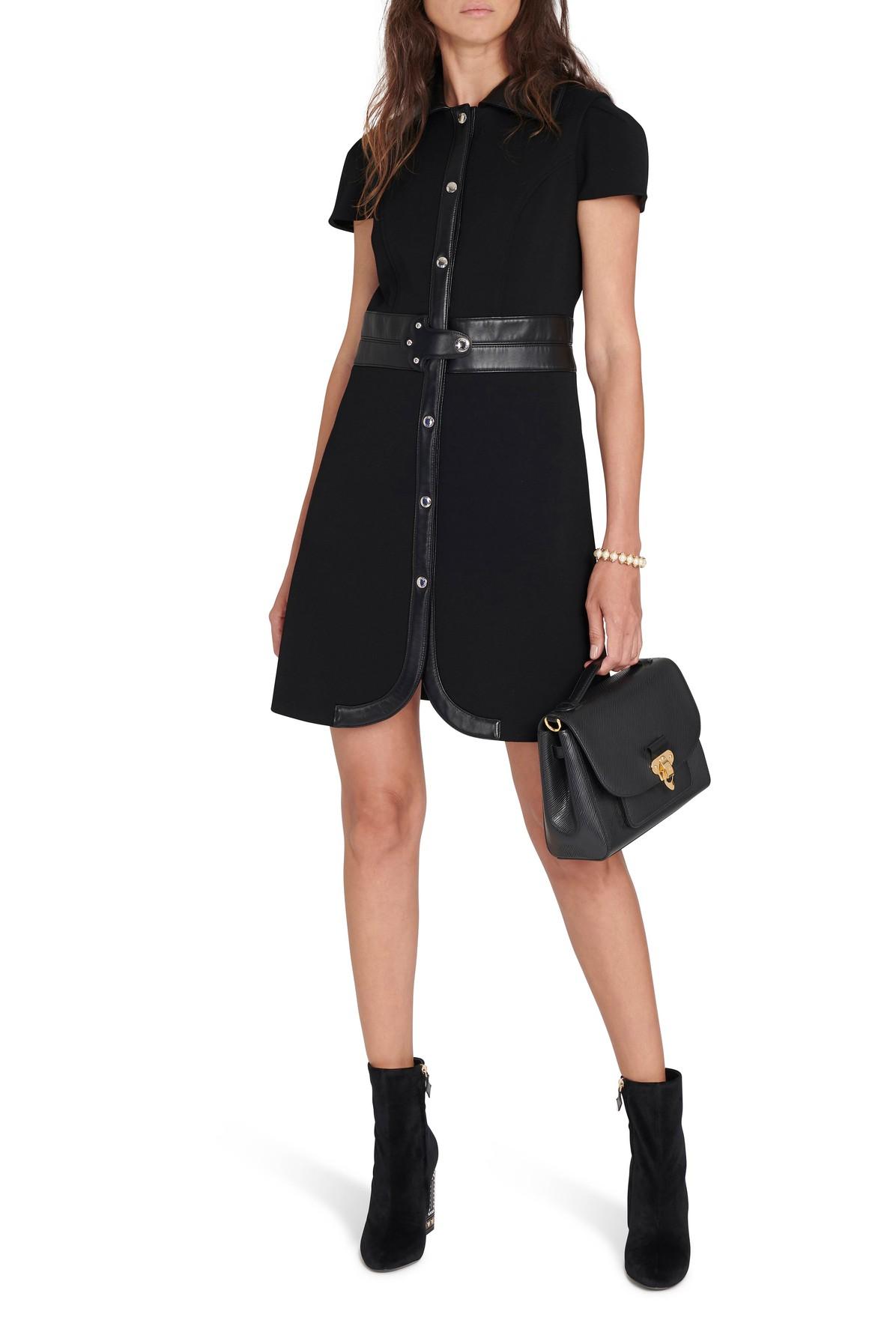Louis Vuitton Dress With Leather Inserts in Black | Lyst