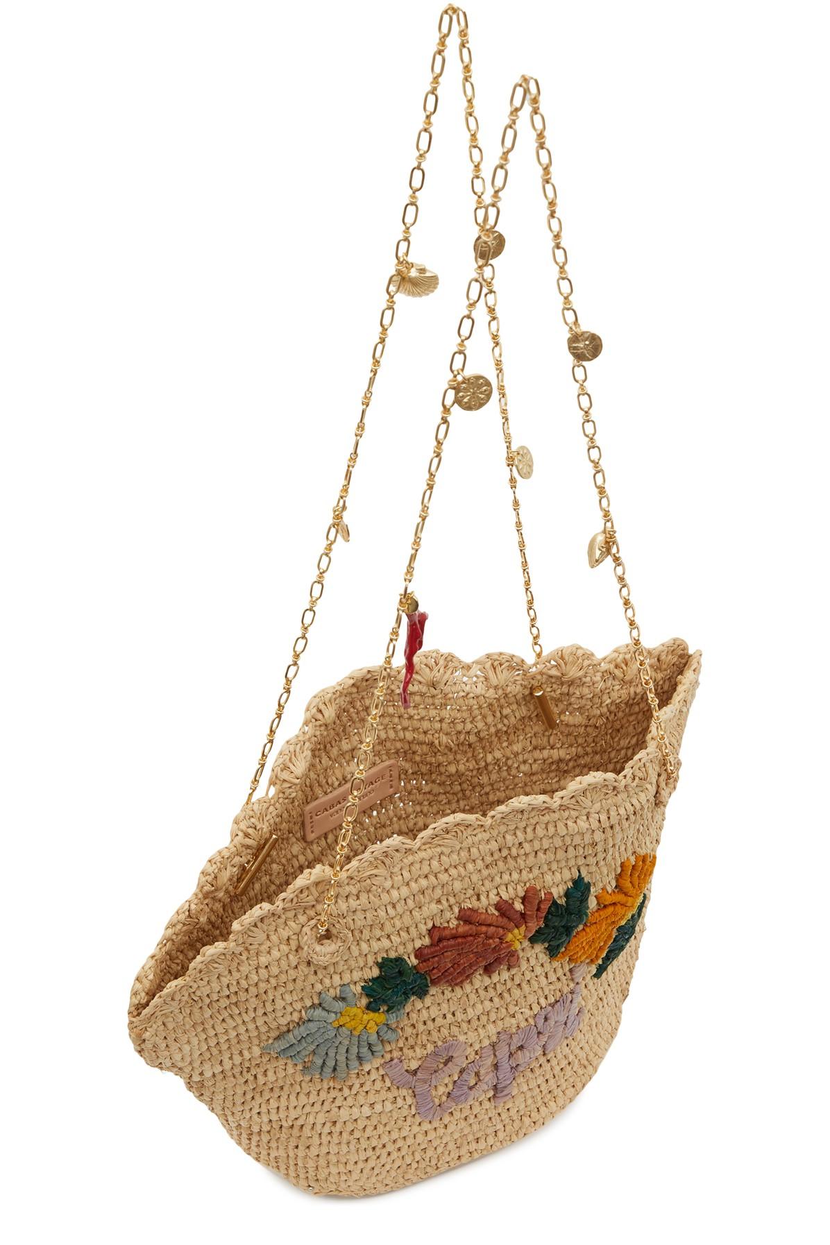 Vanessa Bruno Small Embroidered Raffia Basket | Lyst