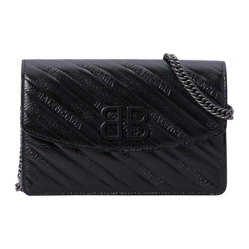 Balenciaga BB Grained Calfskin Black Wallet On Chain Cross Body 601392 –  Queen Bee of Beverly Hills