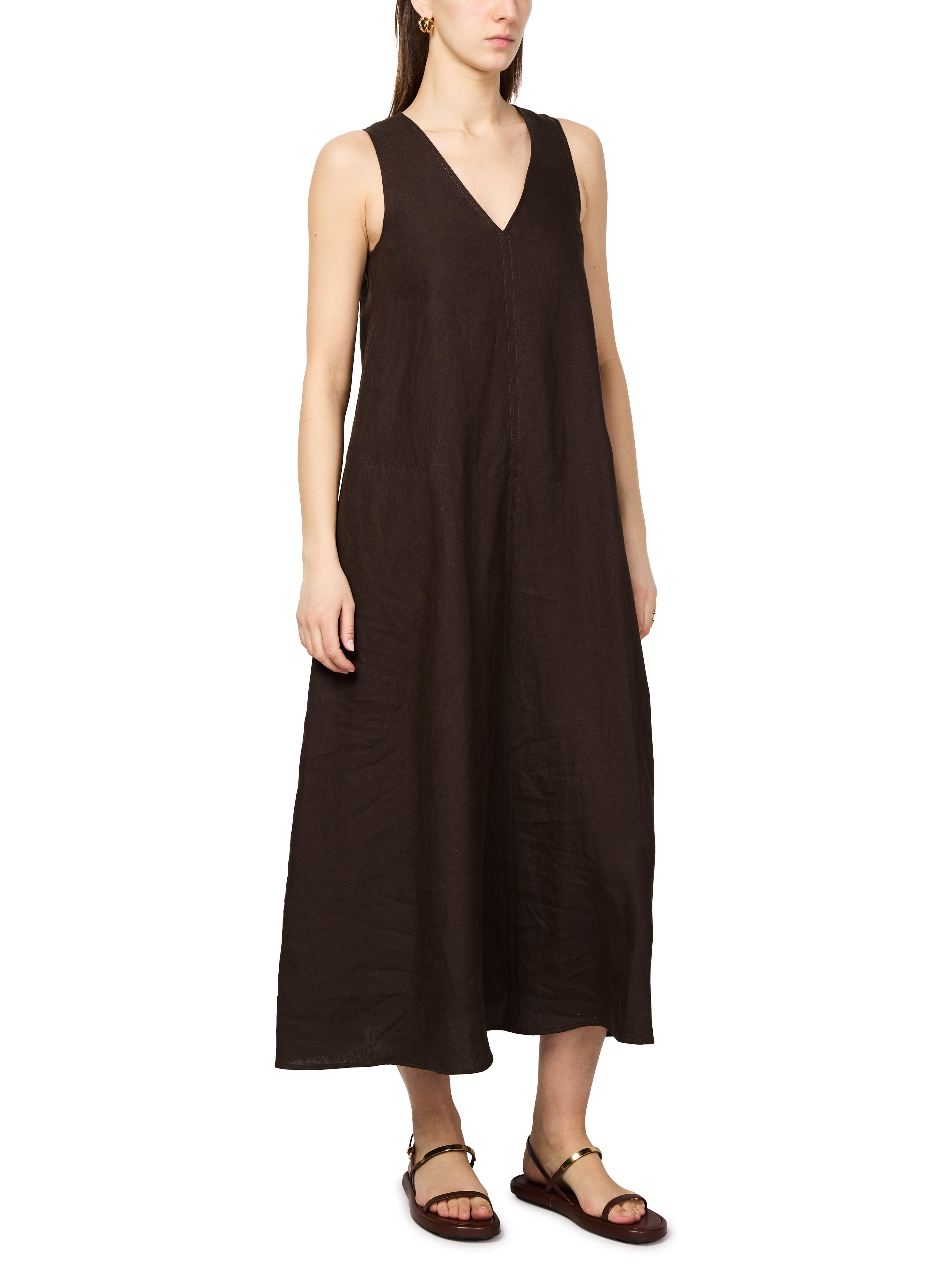 Max Mara Simeone Flare Linen Maxi Dress in Brown | Lyst
