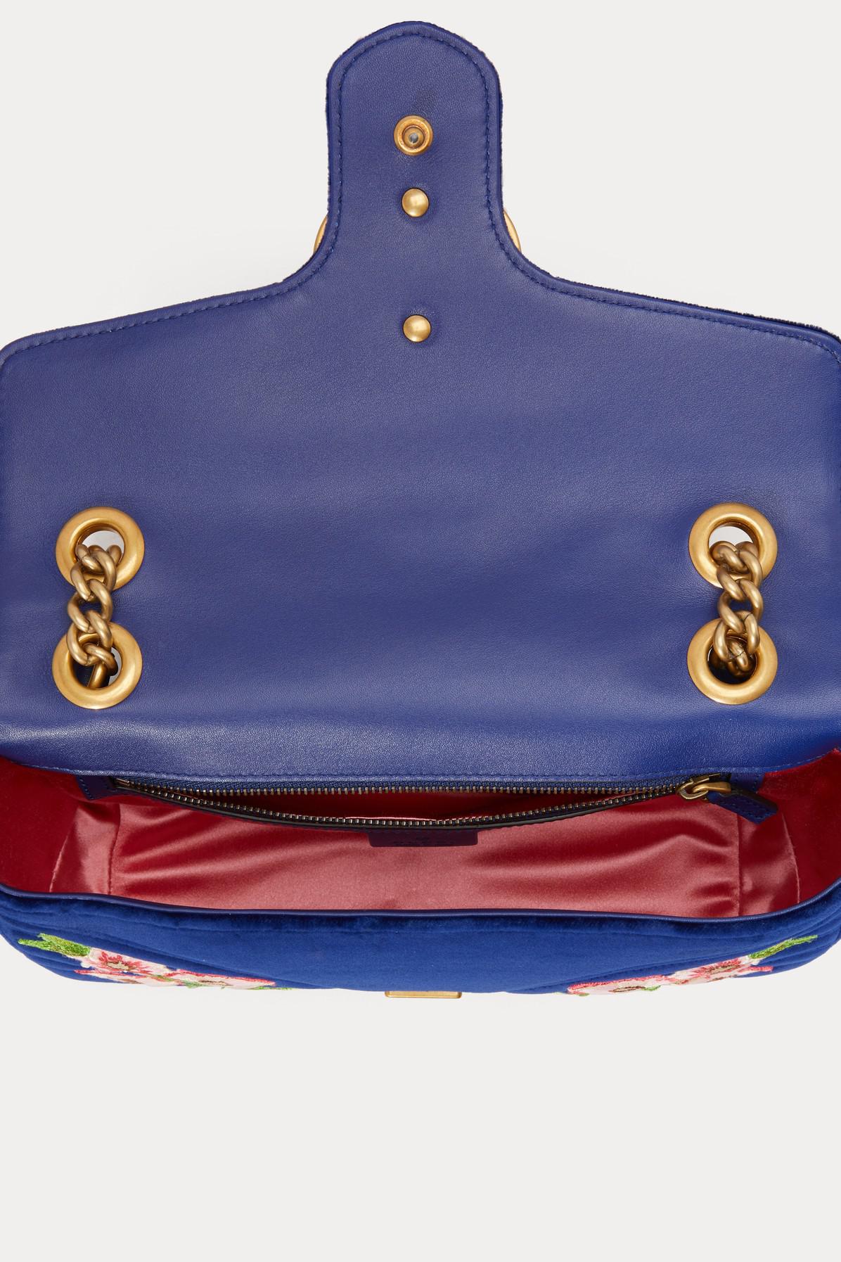 Gucci GG Marmont Velvet Small Shoulder Bag in Blue - Lyst