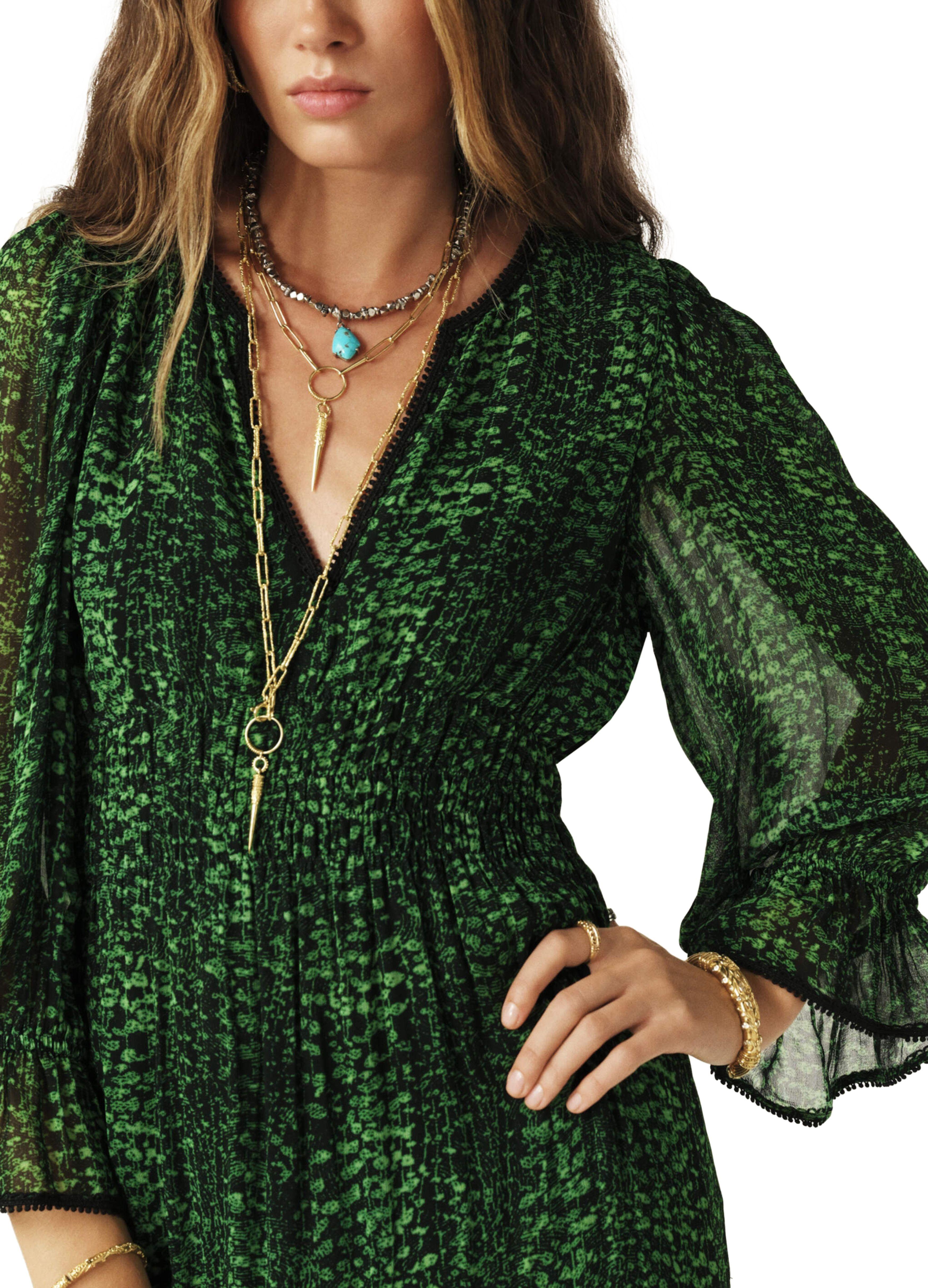 slim fit dress slacks Ba&sh // Green & Multicolour Floral Belted Dress – VSP Consignment main image 1
