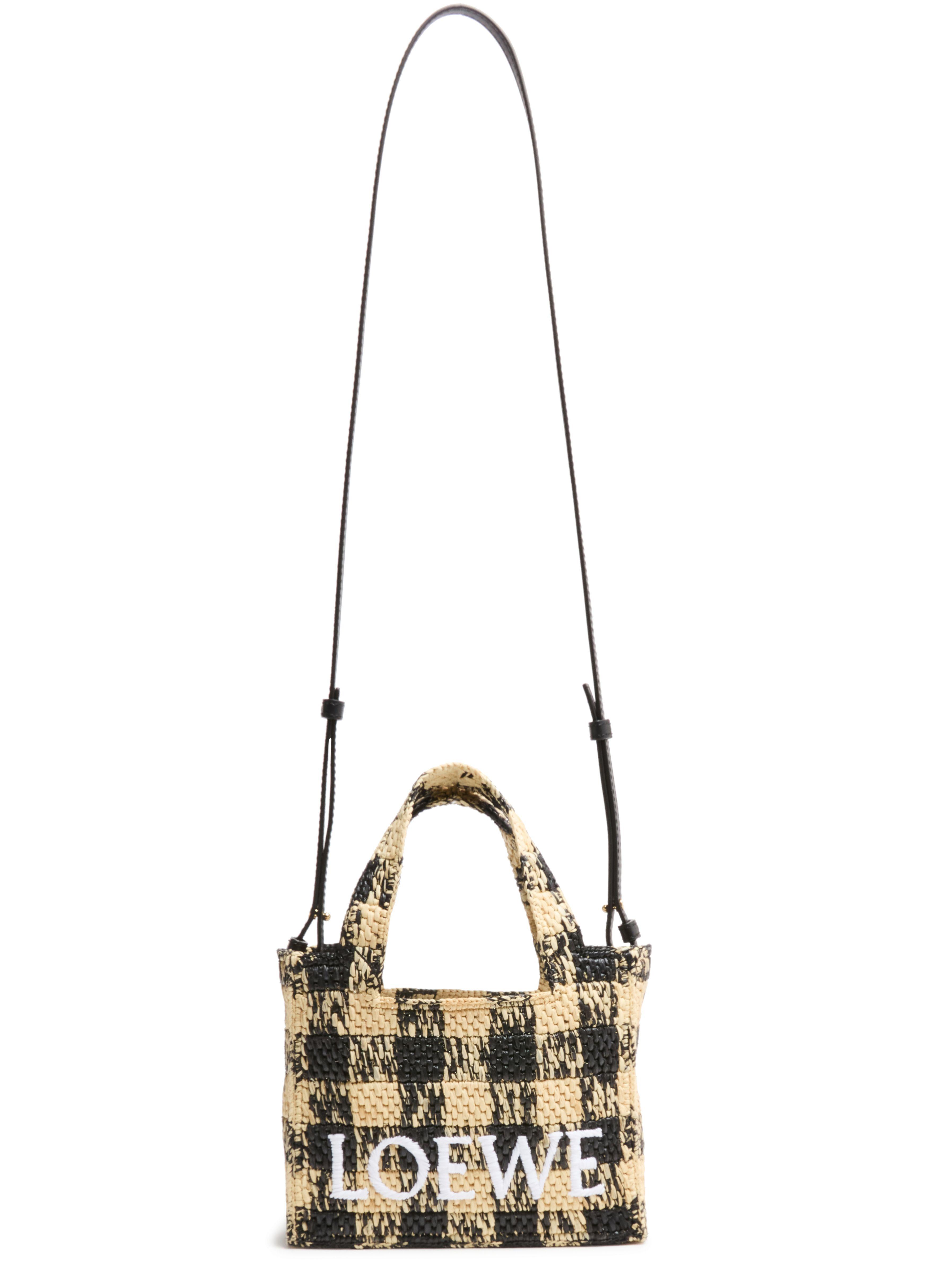 トートバッグ LOEWE LOEWE Font Gingham mini raffia tote bag Women's LOEWE Font Gingham small raffia tote bag | LOEWE | 24S