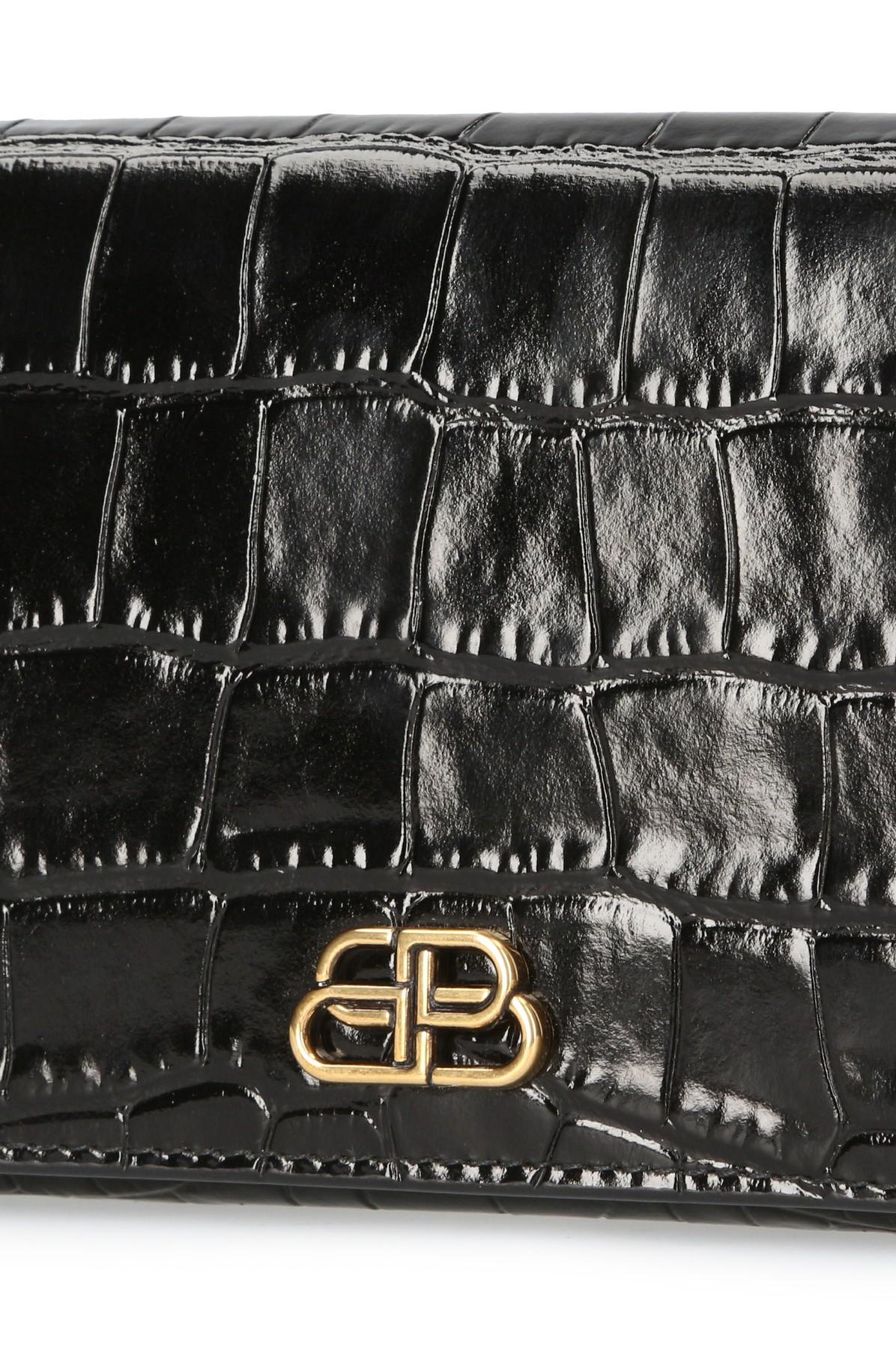 Balenciaga Bb Phone Holder With Chain in Black - Lyst