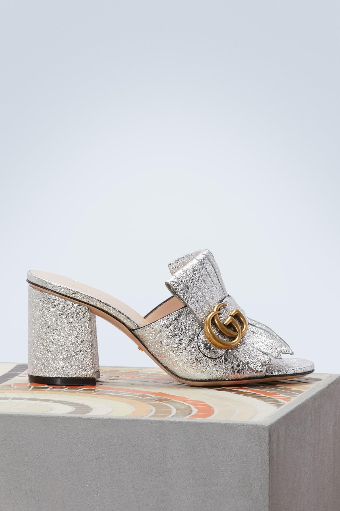 gucci silver mules