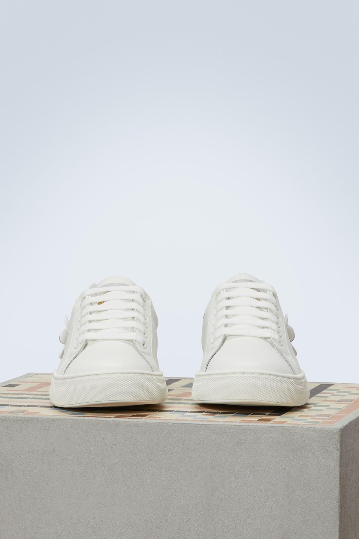 Marc Jacobs Daisy Embellished Leather Sneakers in White | Lyst