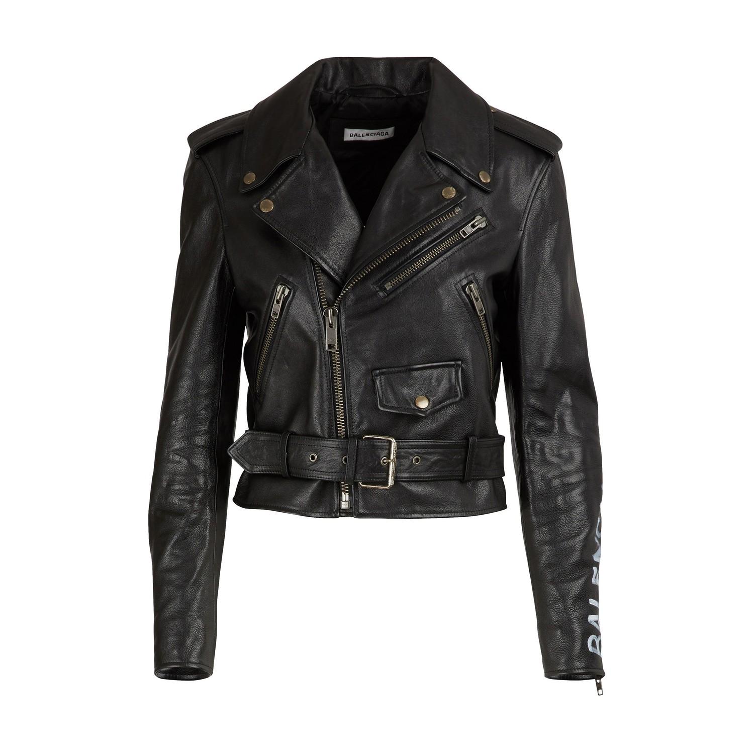 Balenciaga Biker Leather Jacket in Black - Lyst