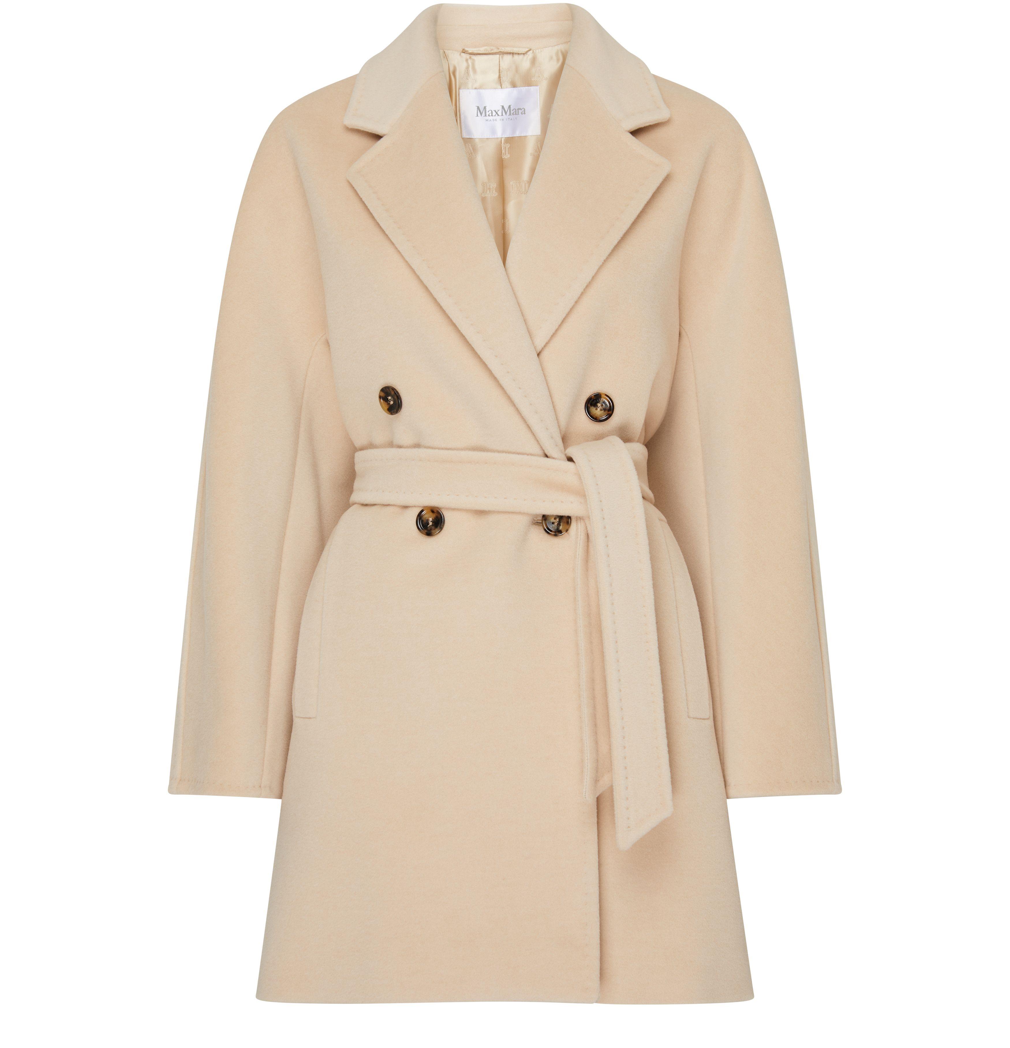 Max Mara 101801 Short Wool Coat in Natural | Lyst Max Mara 101801 Short Wool Coat in Natural | Lyst