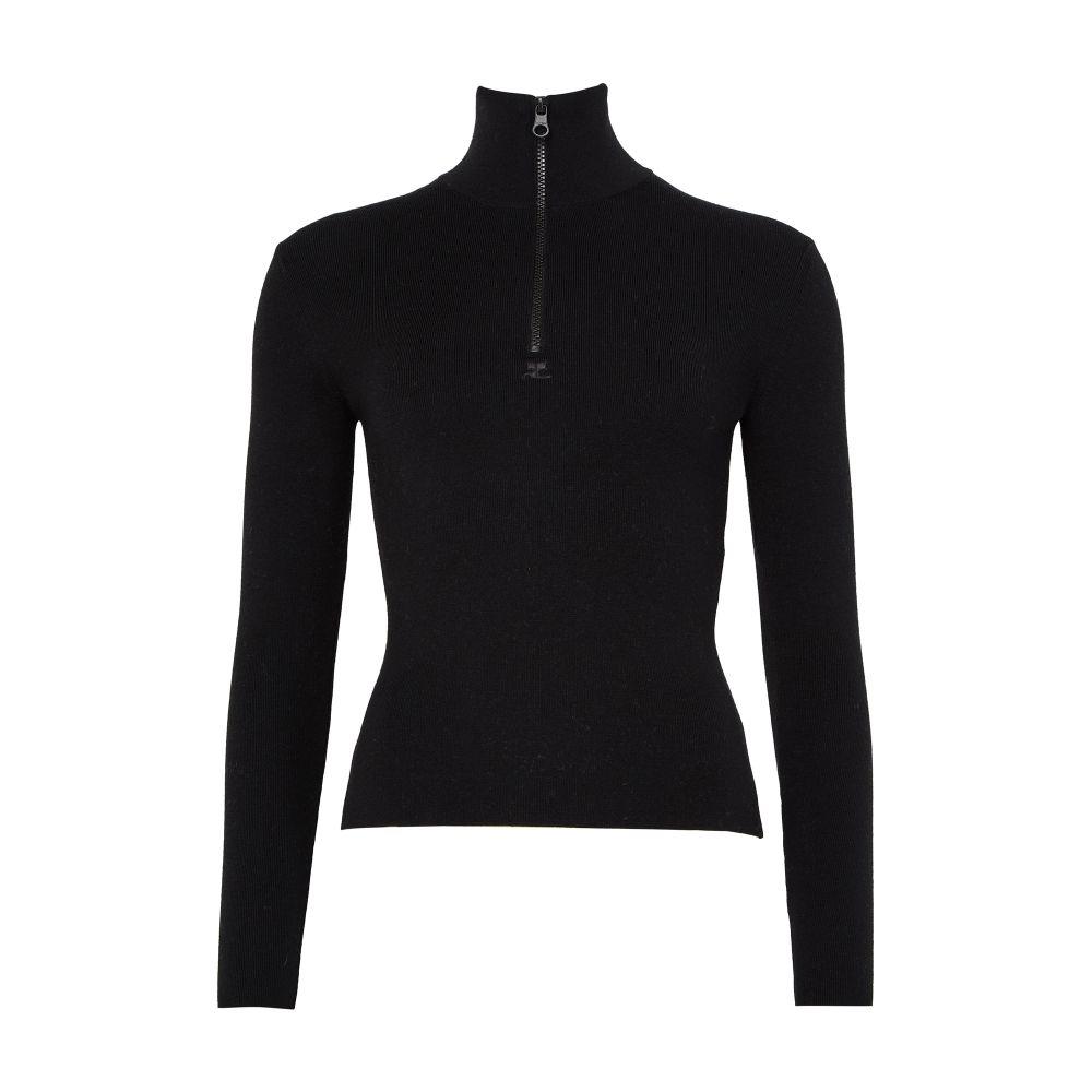 Courreges｜SHORT-SLEEVED ZIP-UP/TURTLENECK (323MPU071FI0 Courreges Turtlenecks for Women | Online Sale up to 60% off