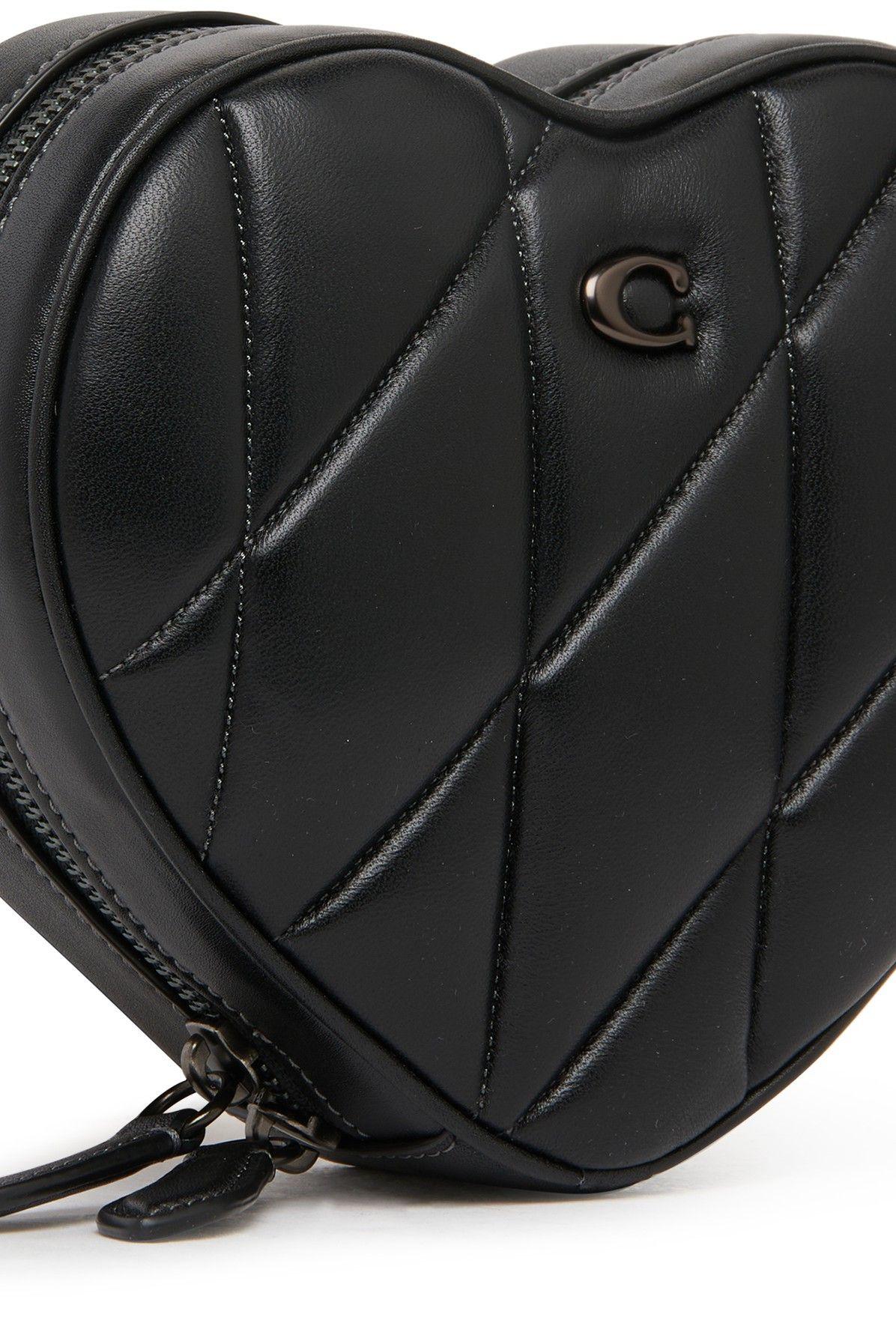COACH Heart Shaped Crossbody Bag With Quilting in Black