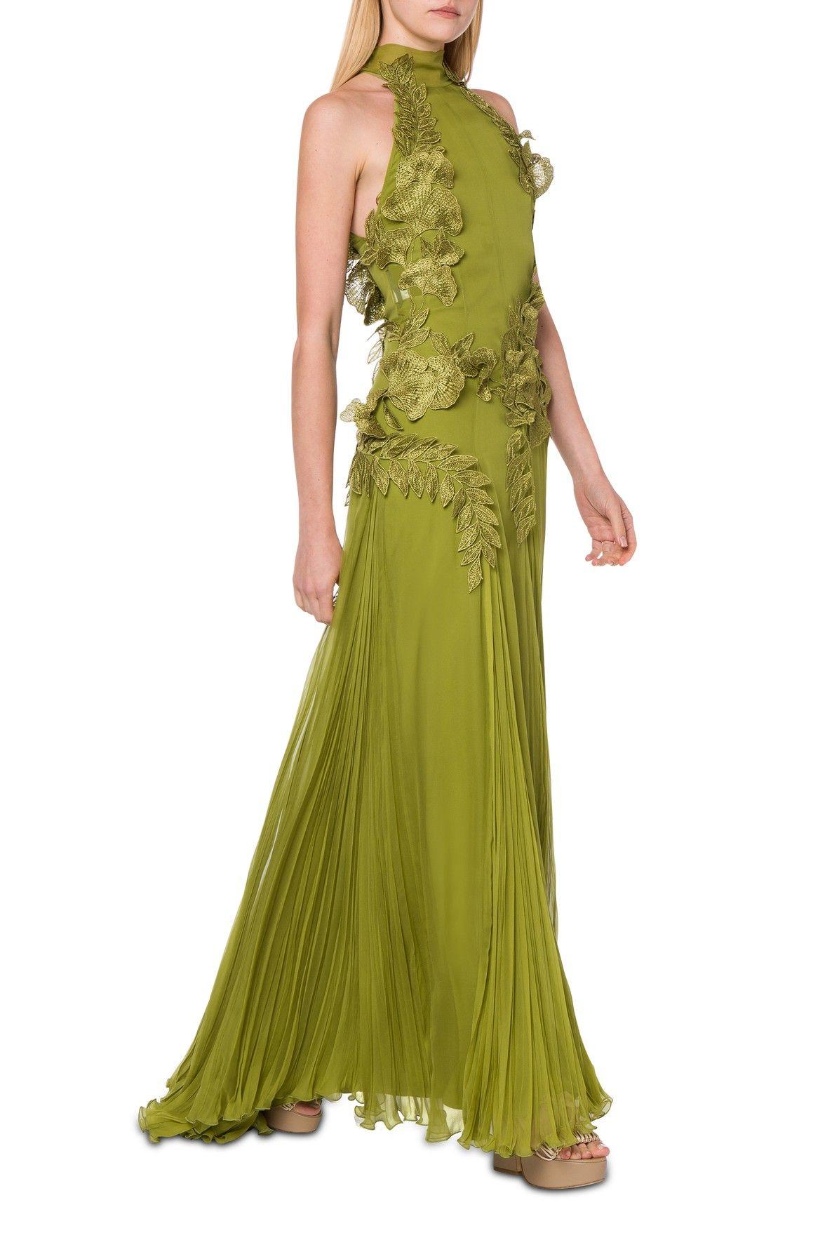 Depression fond gambling Alberta Ferretti Eco-friendly Chiffon Dress With Flower And Floral Pattern  Embroidery in Green | Lyst