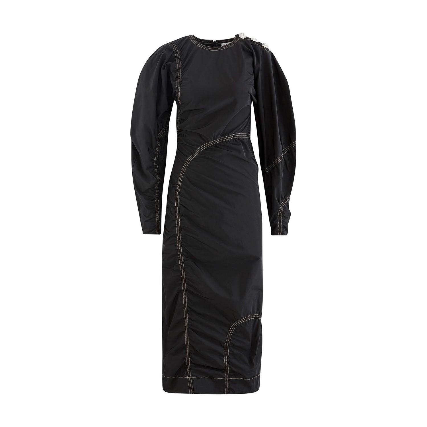 Ganni Synthetic Recycled Polyester Midi Dress in Black - Lyst