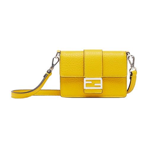 FENDI Large Brown Baguette Bag with Yellow