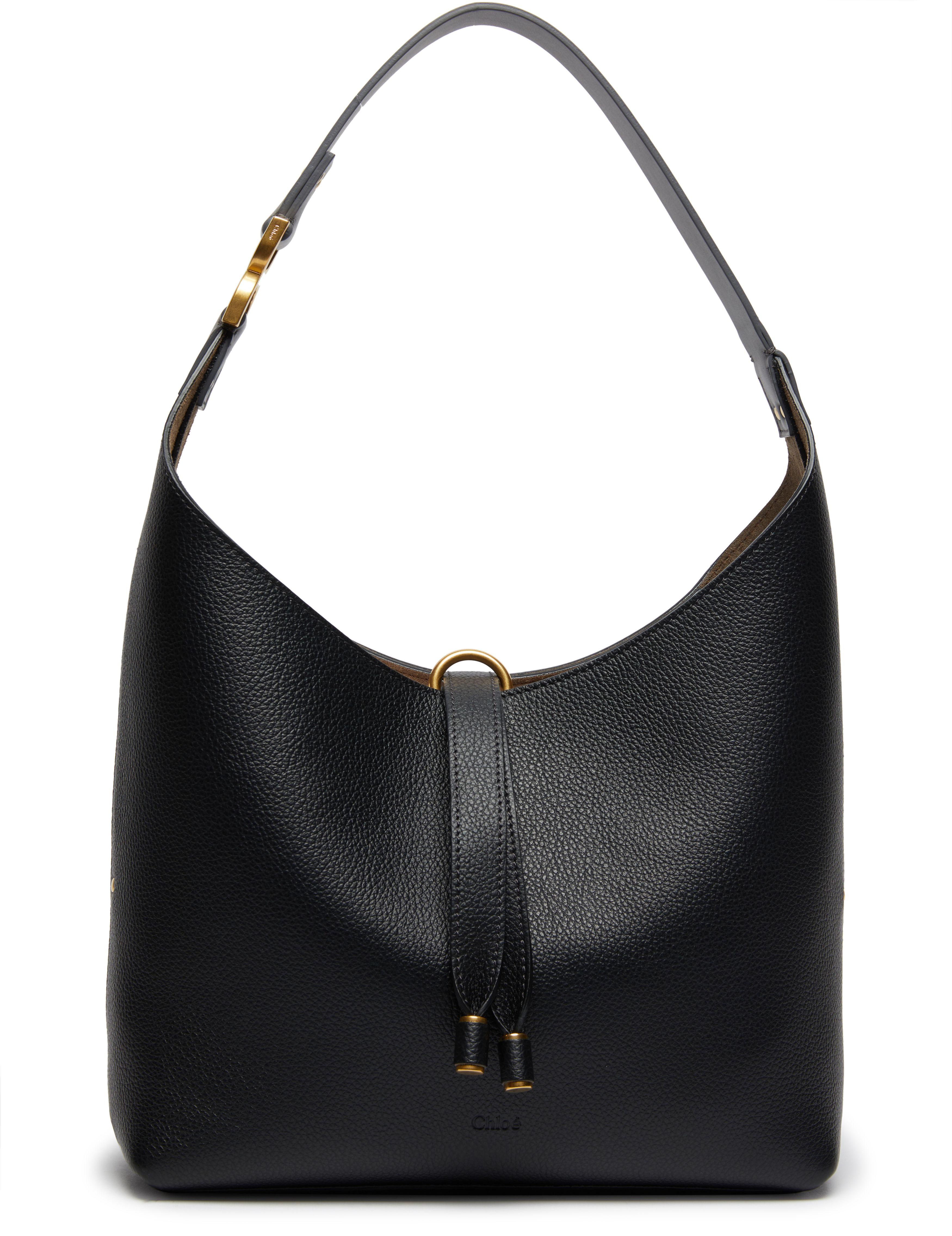 Black leather hobo bag with silver hardware discount