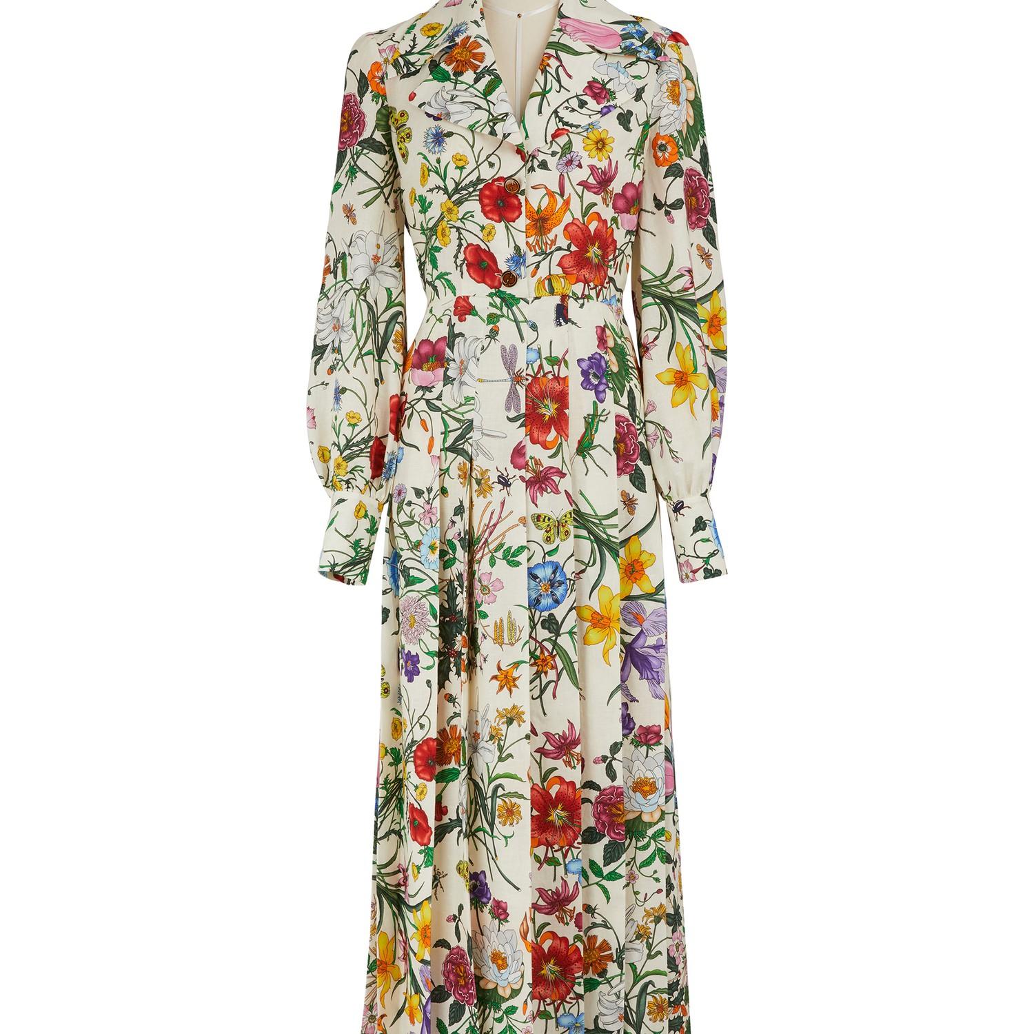 Gucci Flora Linen Dress | Lyst