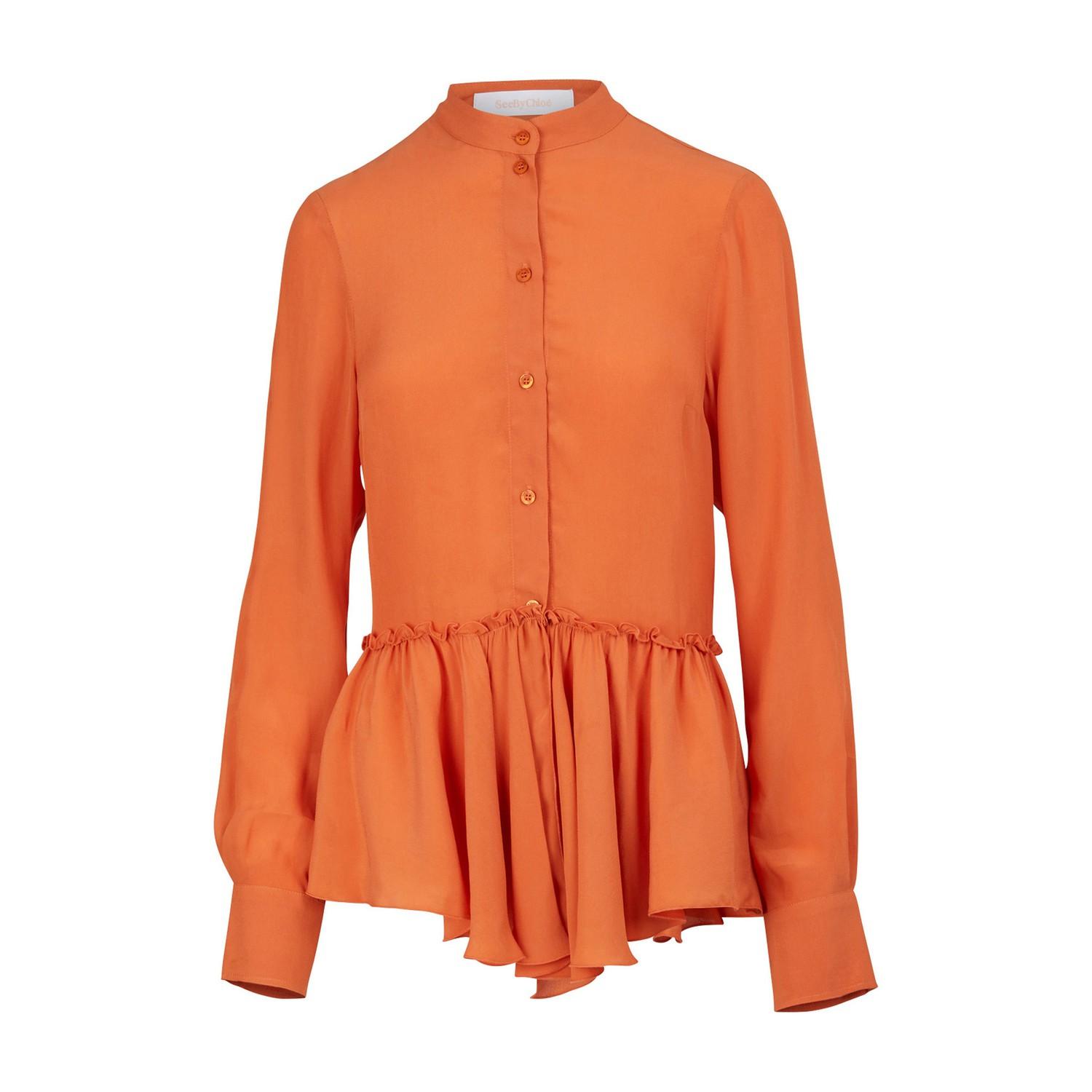See By Chloé Silk Blend Blouse in Chestnut Orange (Orange) - Save 58% ...
