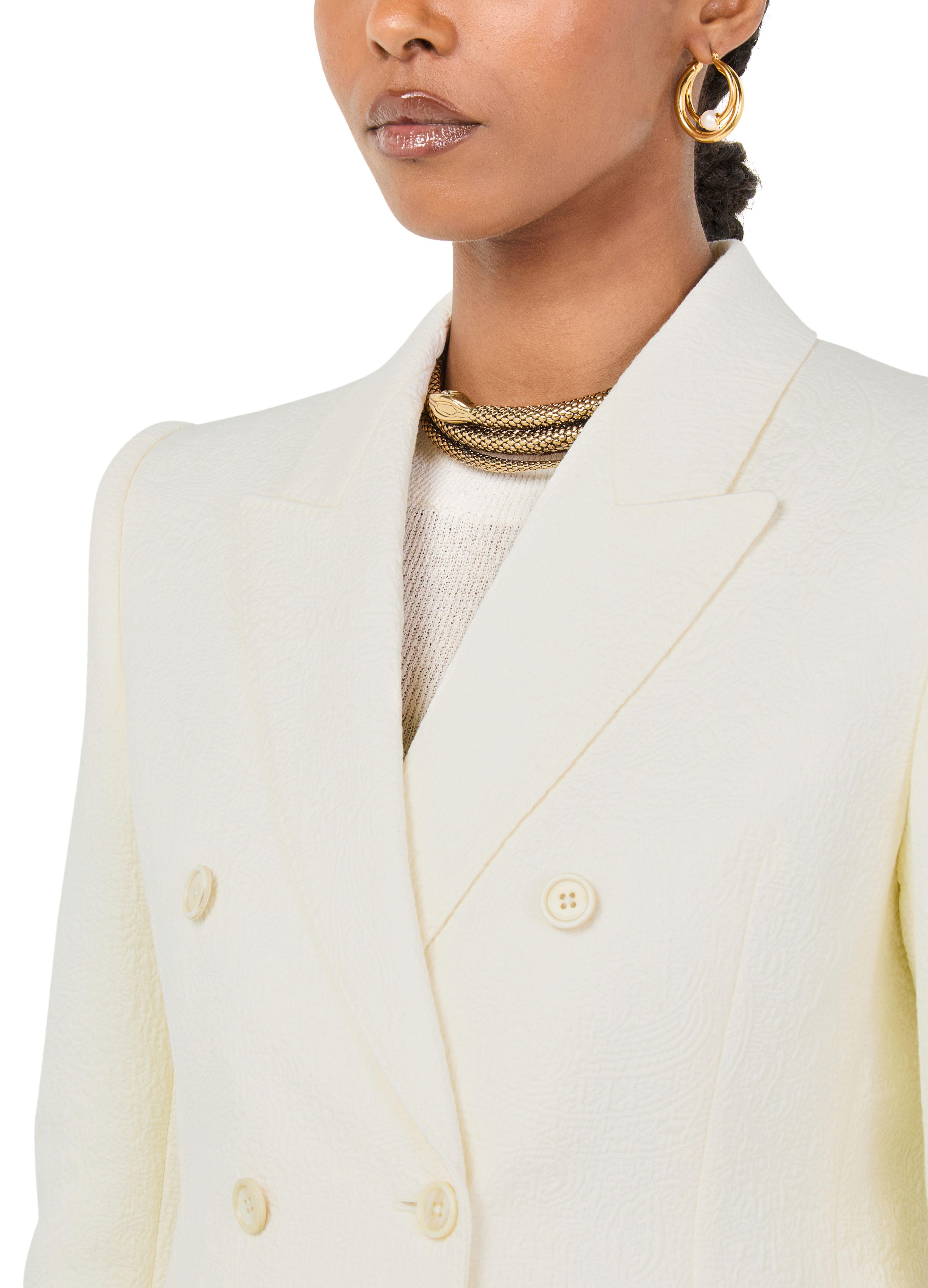ジャケット CHLOE WHITE COTTON BLEND BLAZER Chloé Cotton Blend Jacquard Blazer in White | Lyst