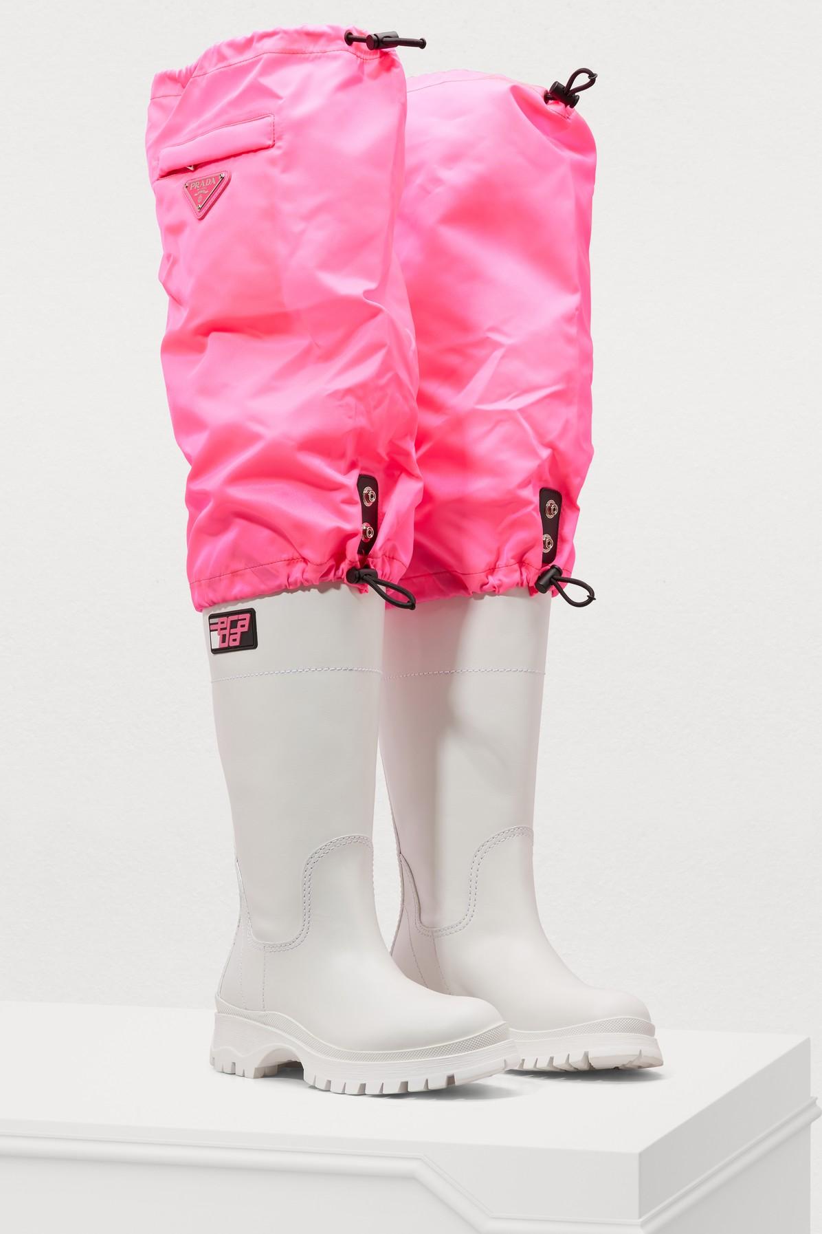 prada white and pink boots