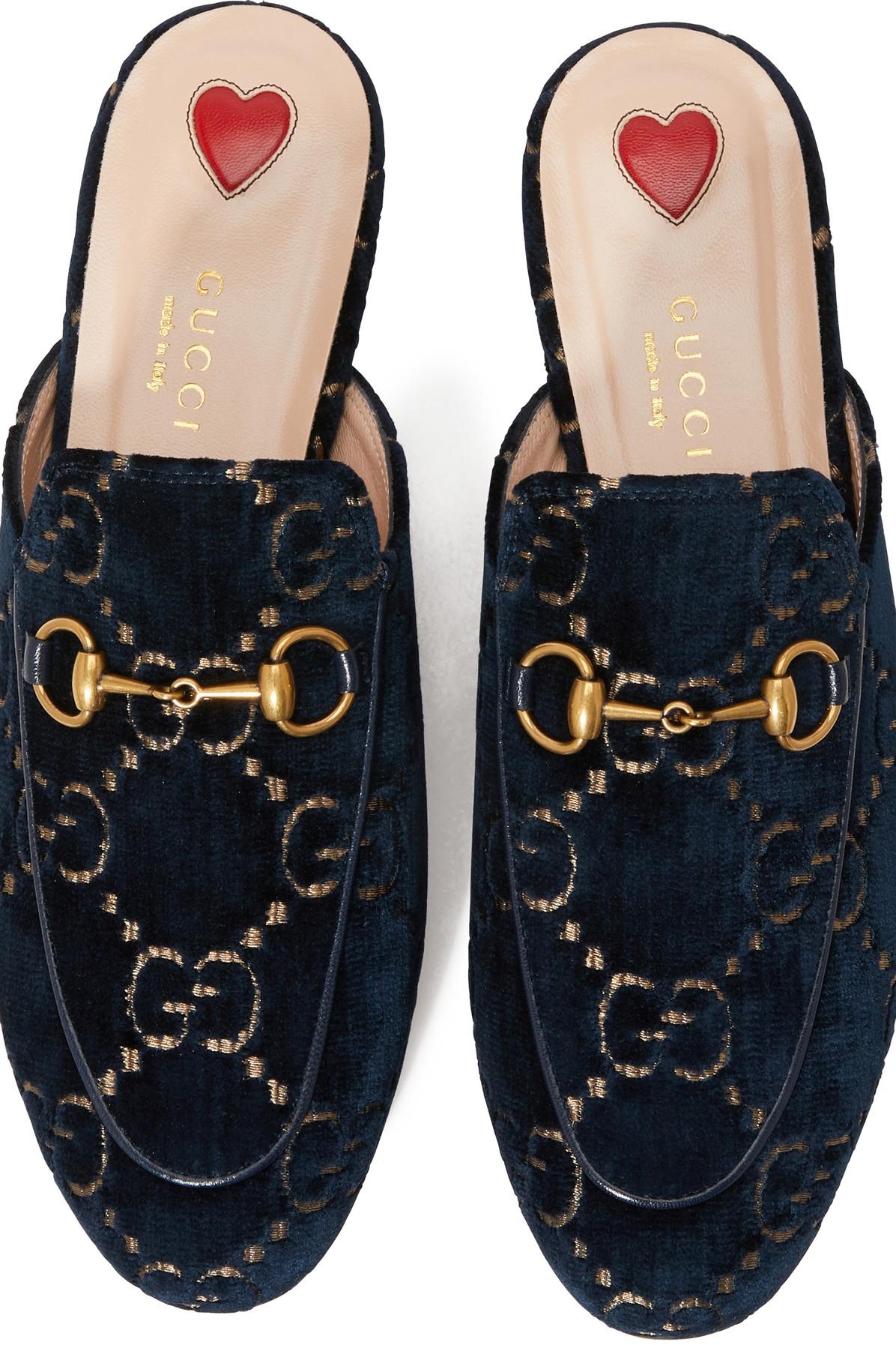 gucci princetown gg velvet slipper