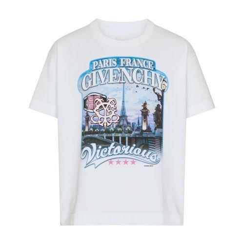 Tシャツ・カットソー GIVENCHY SS25 White cotton t-shirt (BW70F530ZP 100) GIVENCHY Printed cotton-jersey T-shirt | NET-A-PORTER