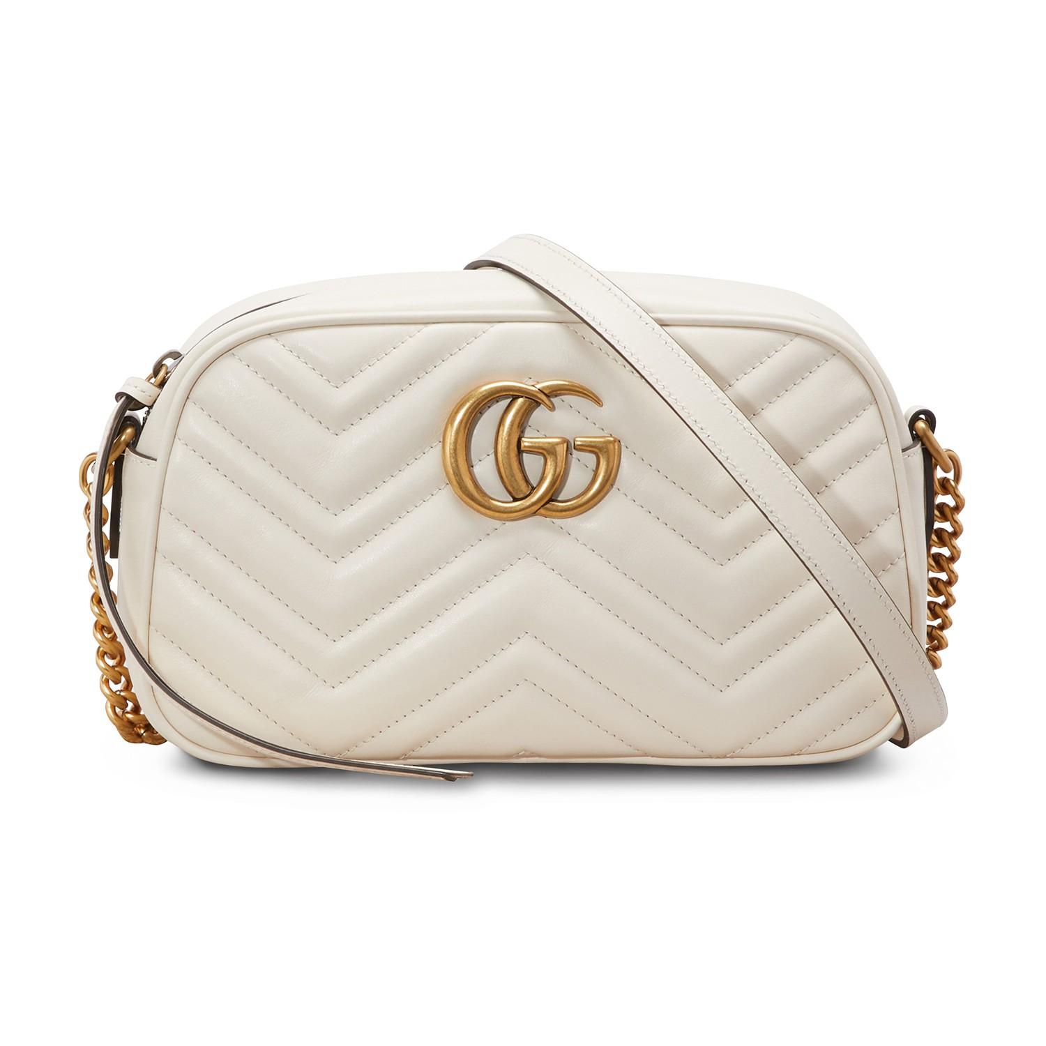 Gucci Leather GG Marmont Matelassé Shoulder Bag in White - Lyst