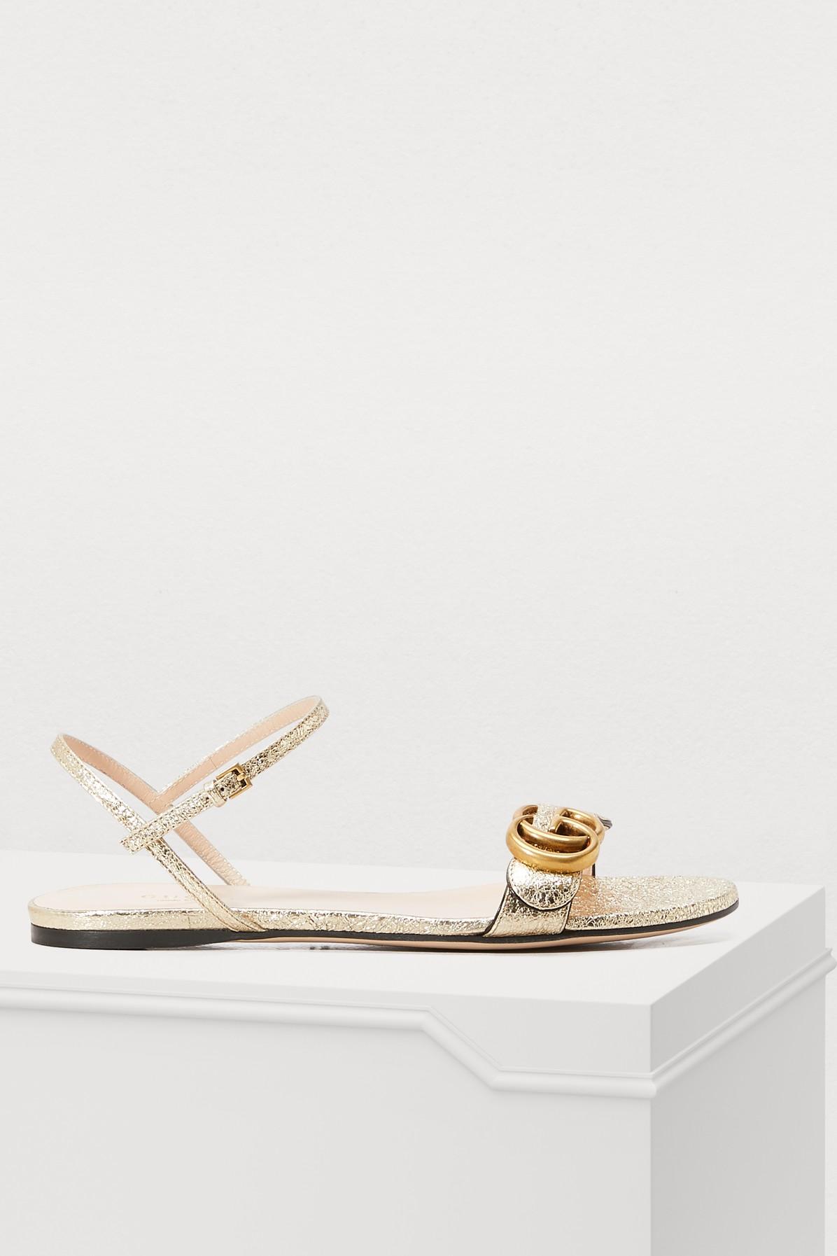 Gucci GG Marmont Sandals in Metallic | Lyst