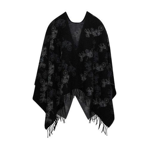 COACH Horse And Carriage Reversible Poncho in Black | Lyst
