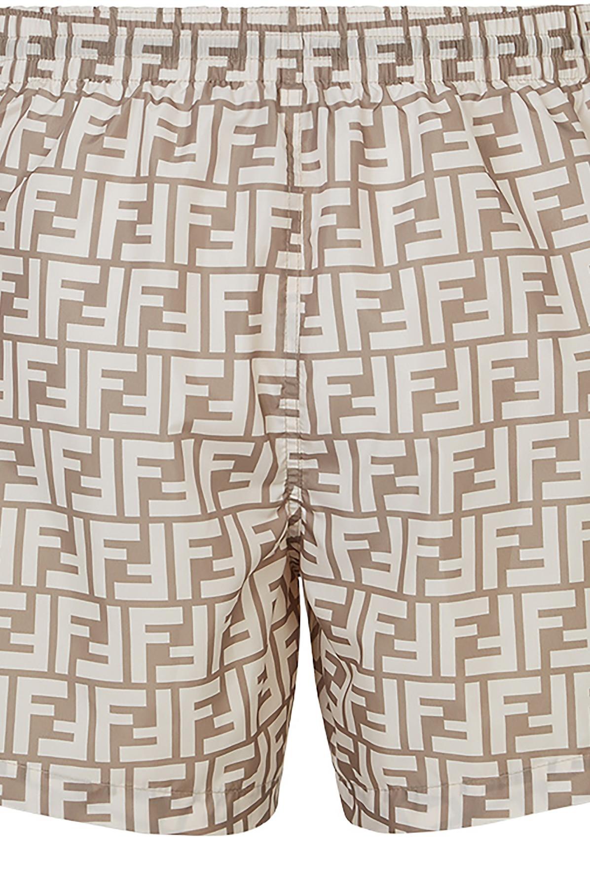 Fendi Cotton Swim Shorts in Beige (Natural) for Men | Lyst