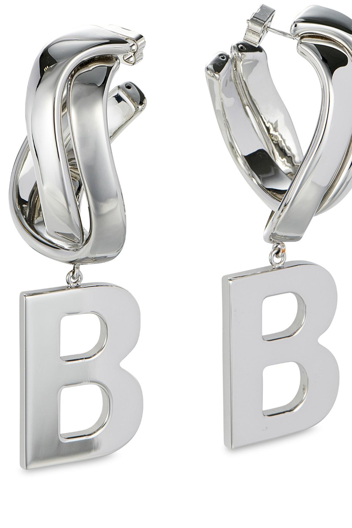 Balenciaga Twirl B Earrings in Shiny Silver (Metallic) Lyst
