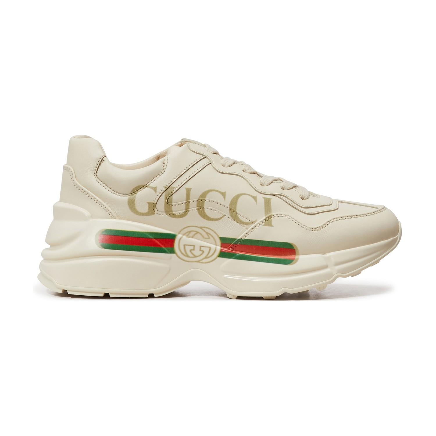 gucci rhyton leather sneaker with gucci logo