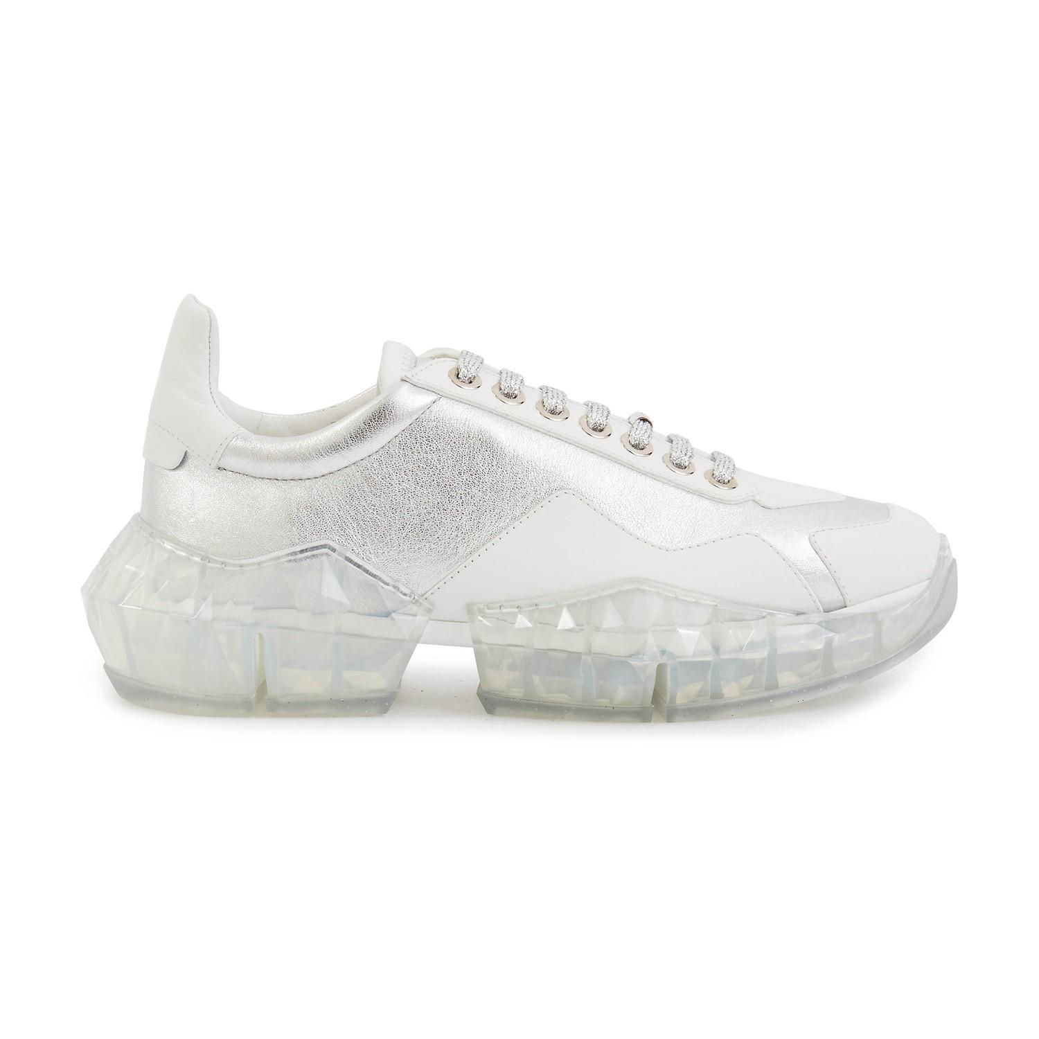Jimmy Choo White Diamond Leather Low-top Sneakers - Save 60% - Lyst