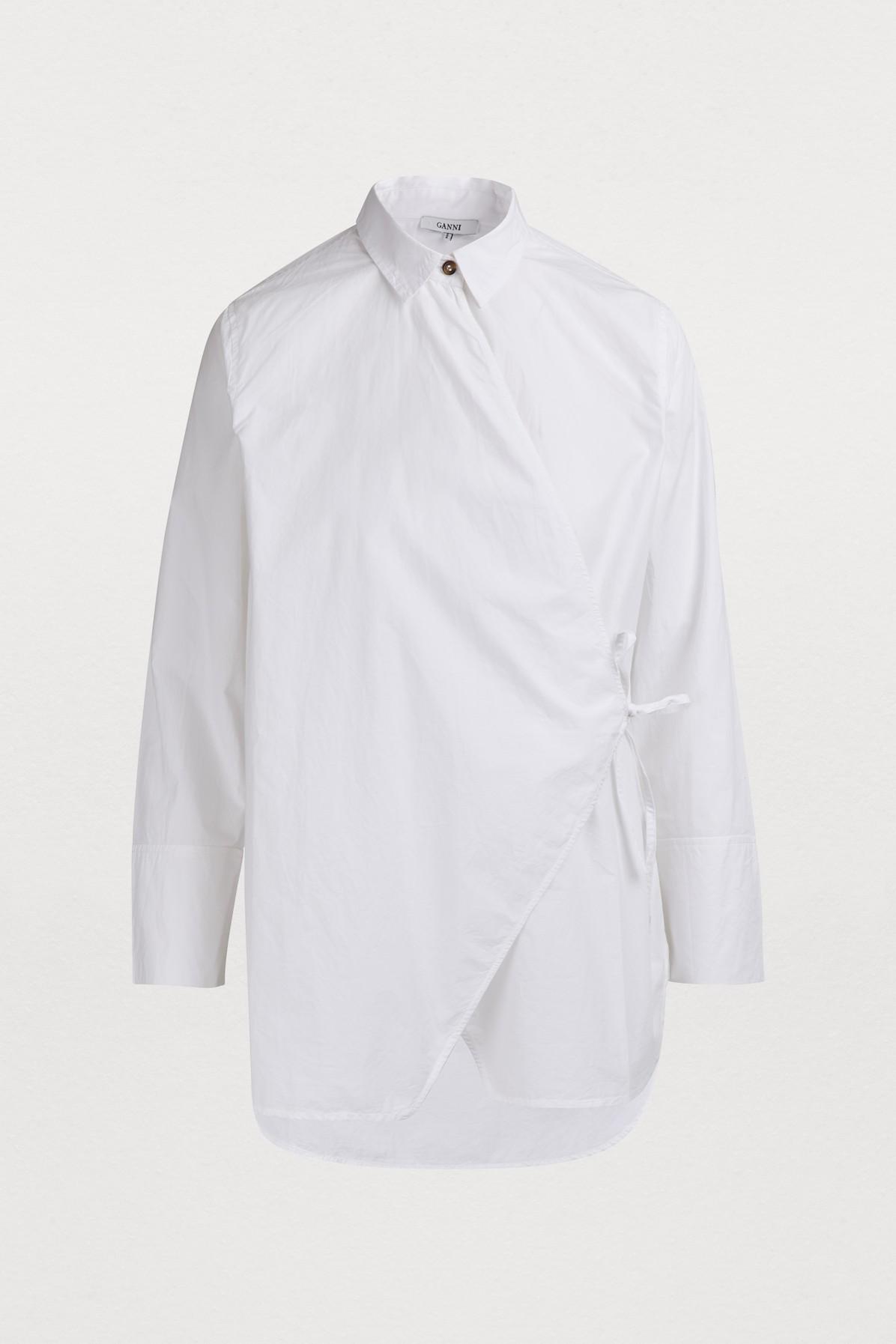 ganni olayan poplin wrap top
