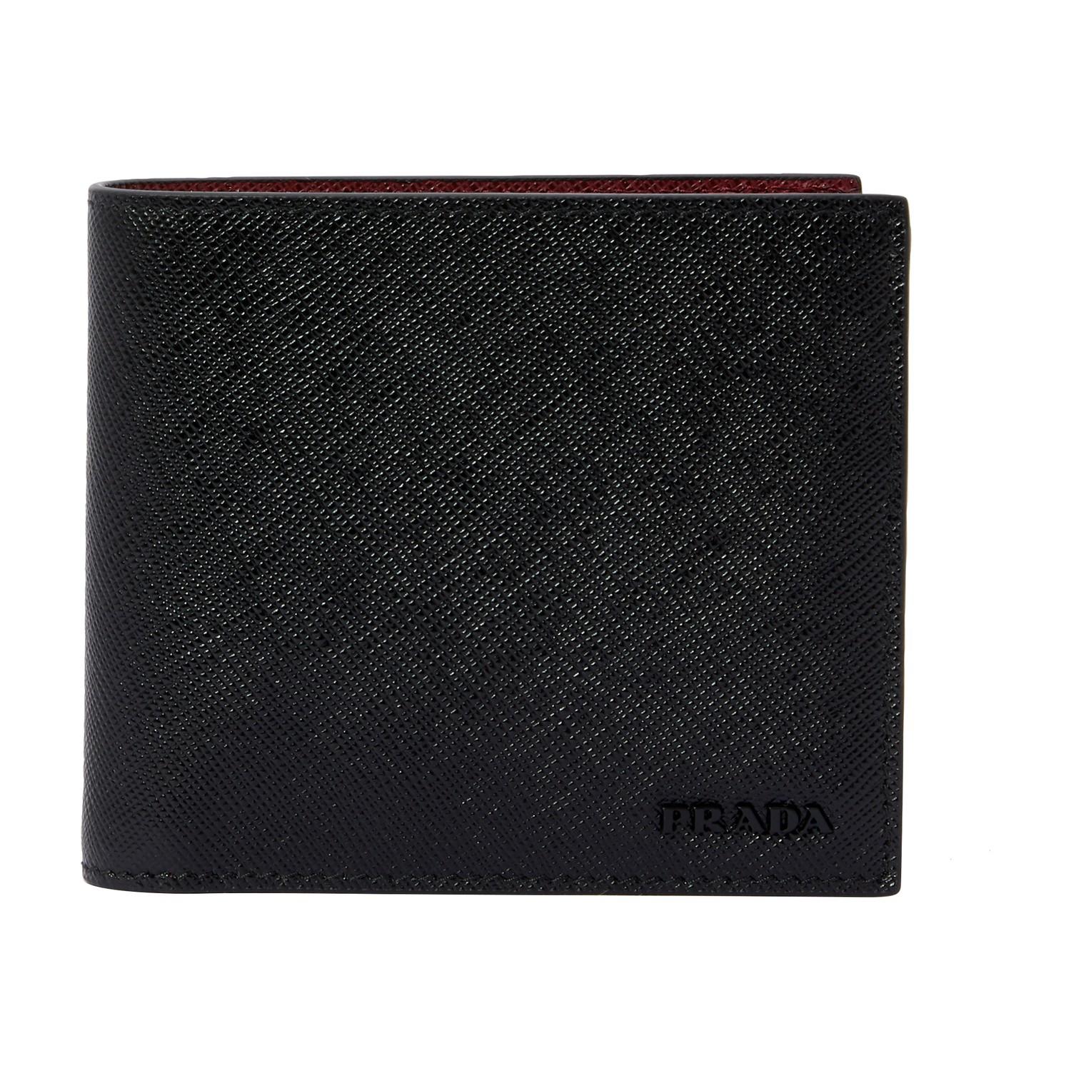 Prada Leather Wallet in Nero/Cerise (Black) for Men Lyst