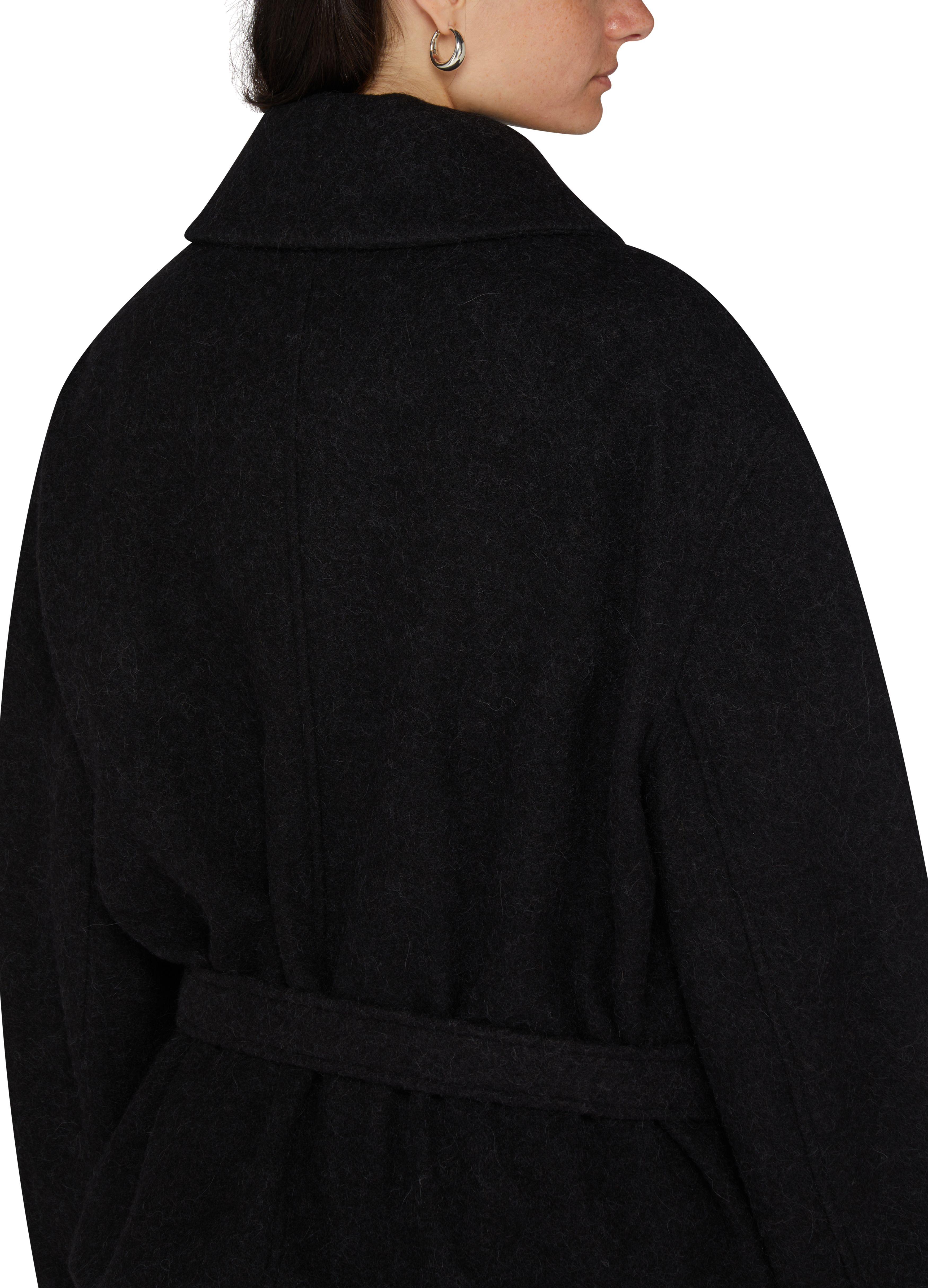 Lemaire Short Asymmetrical Bathrobe Coat in Black | Lyst