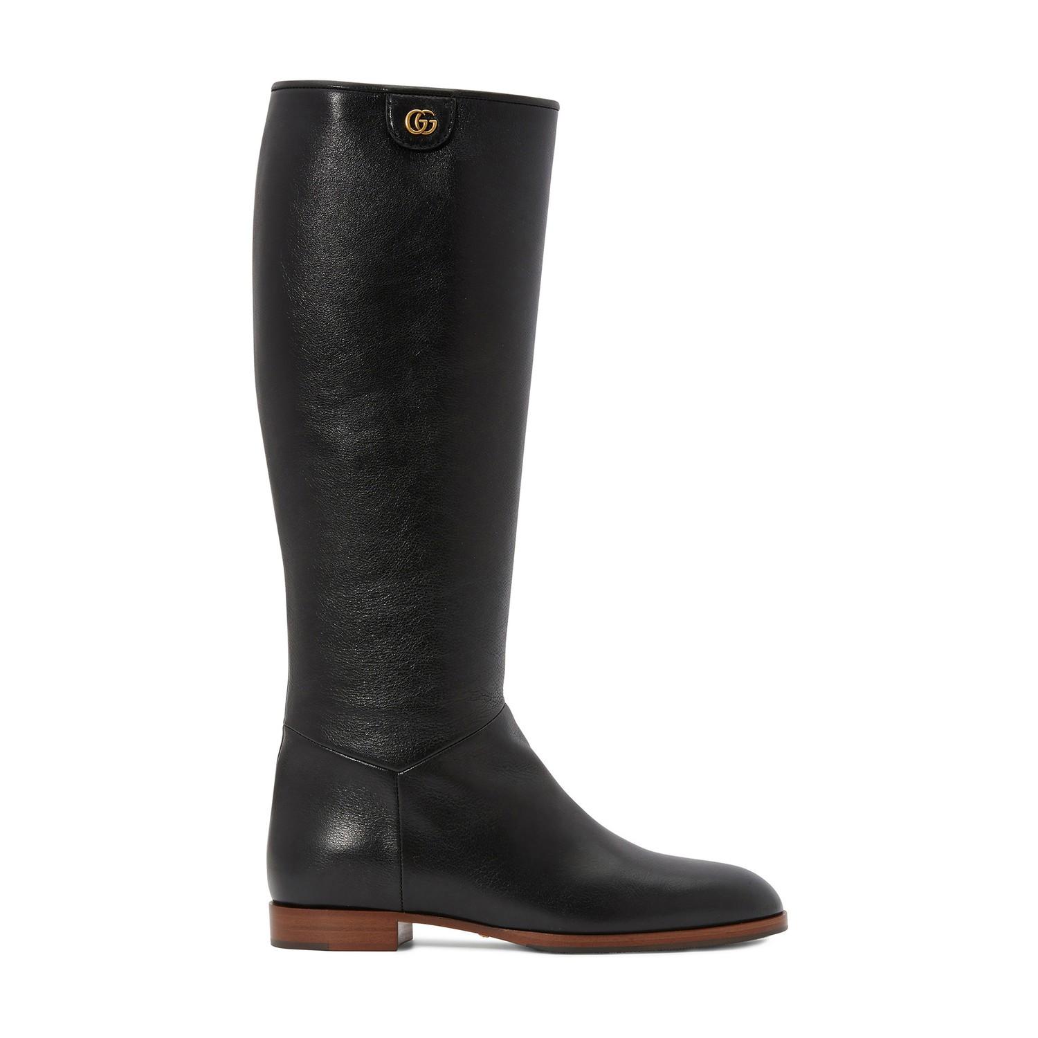 Gucci Rebelle Leather Boots in Black - Lyst