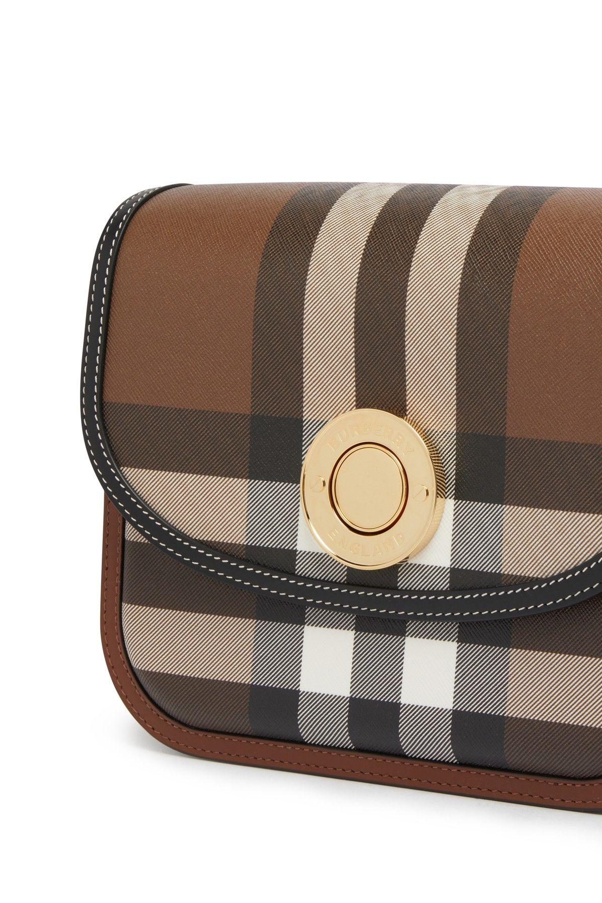 Burberry Check and Leather Elizabeth Bag Medium Dark Birch Brown