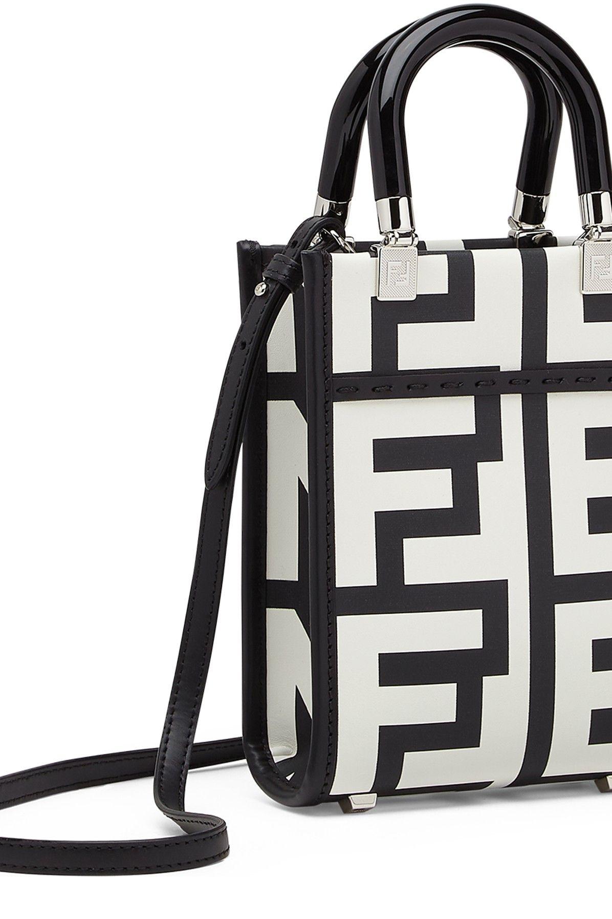 Fendi Flocked Black White Shoulder Bag