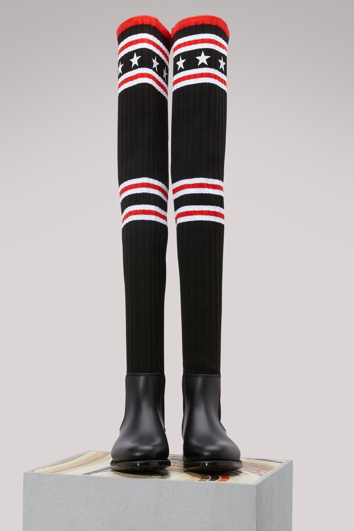 Givenchy Rubber Storm Over-the-knee Sock Rain Boots/booties in Black /Red  (Black) | Lyst