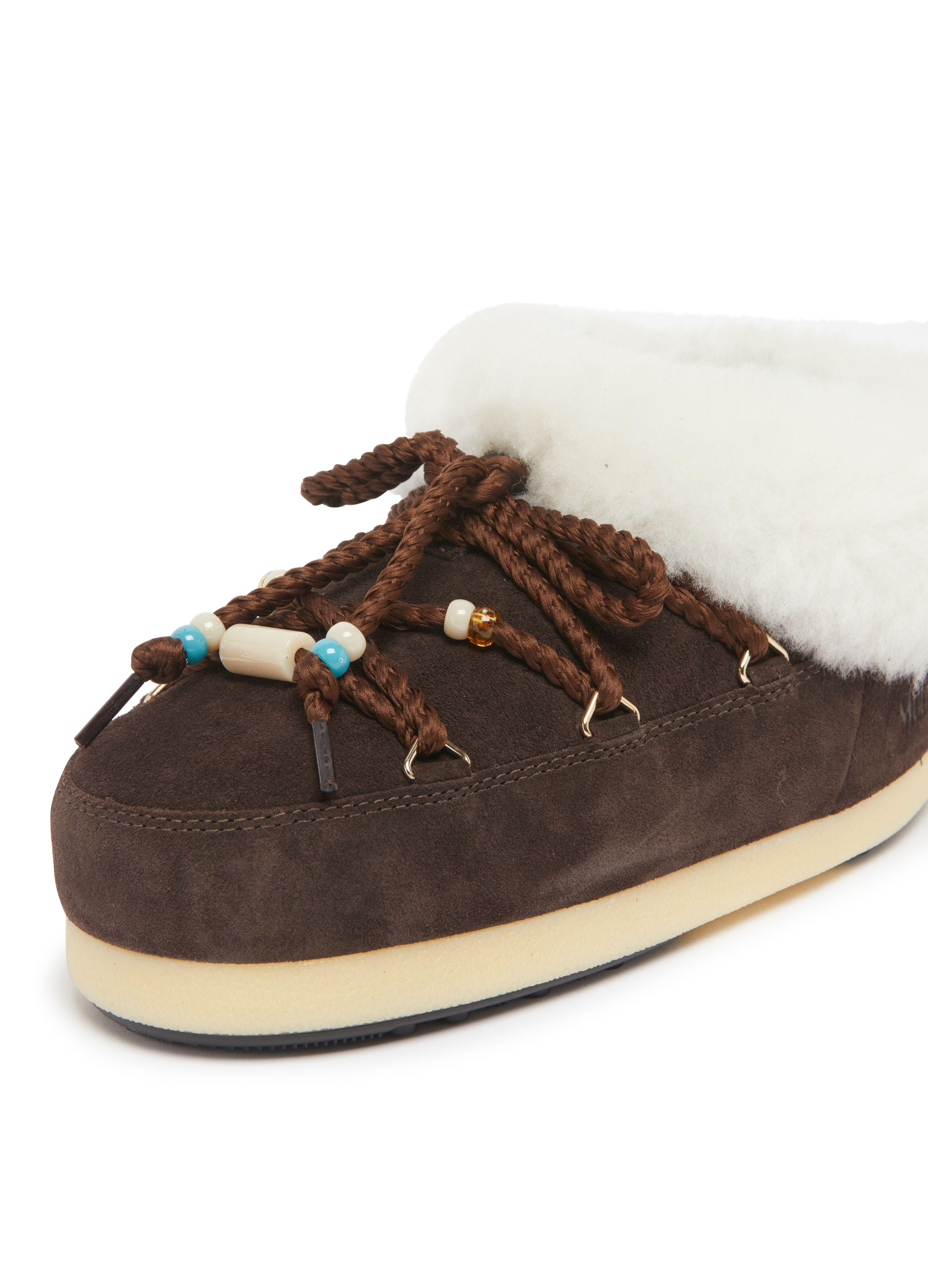Moon Boot Suede Beads Mules in Brown | Lyst