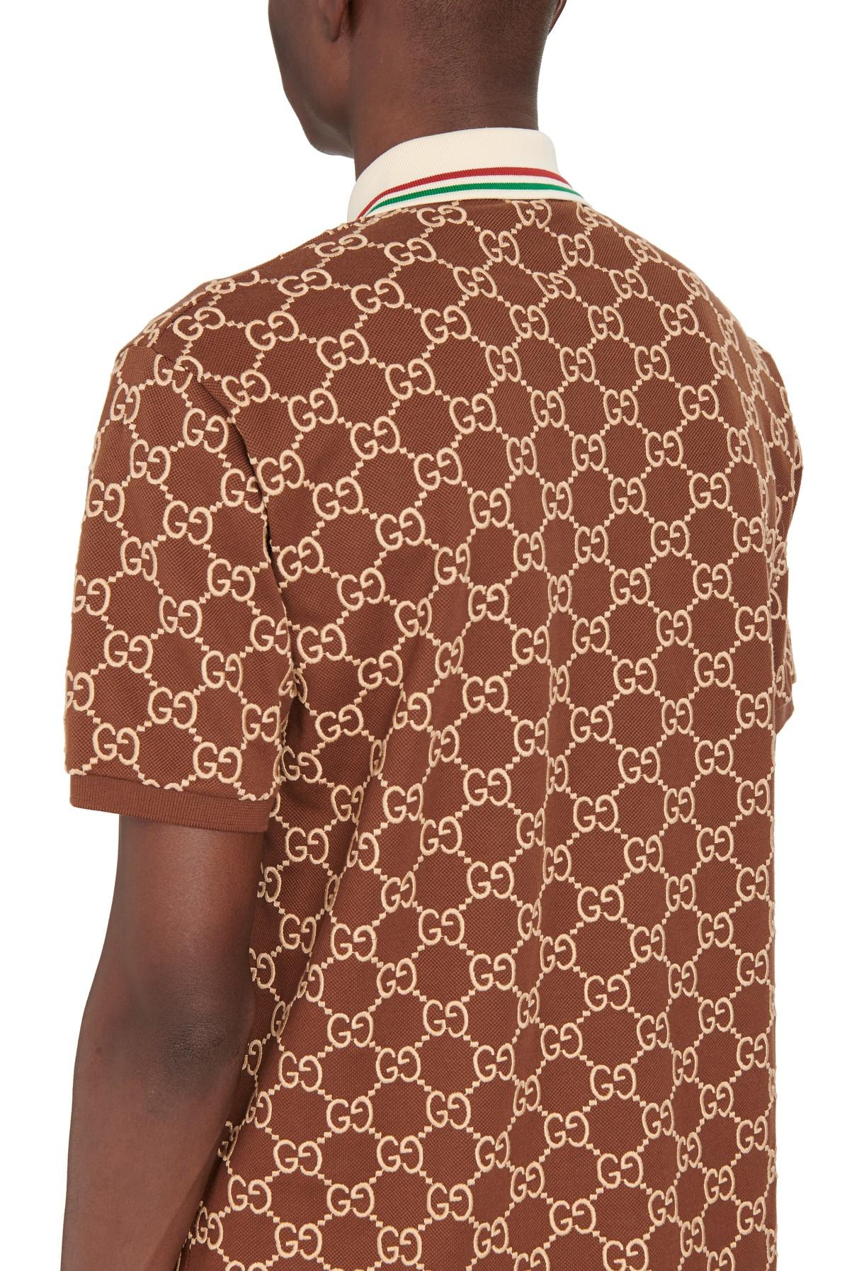 Gucci Men's XXXL Brown Diamante Logo Web Polo Shirt 114g12