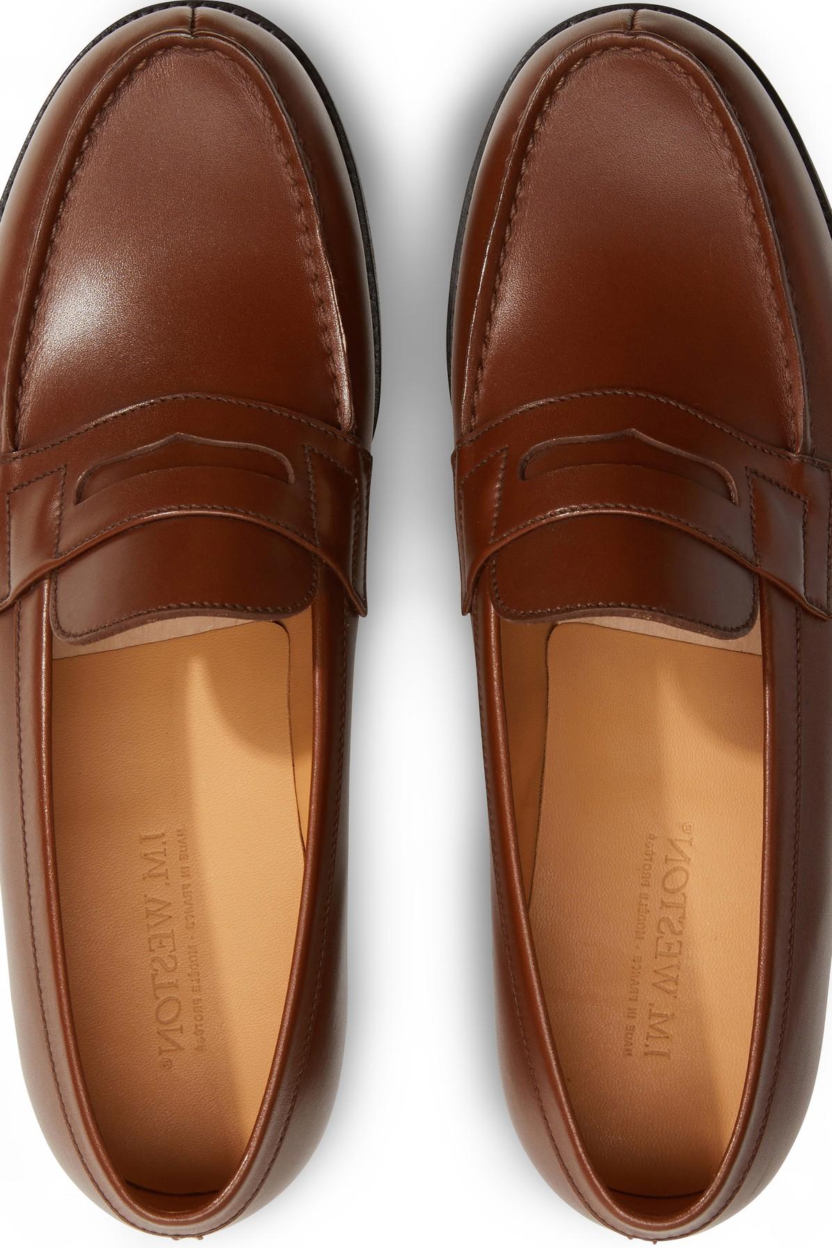 J M Weston Leather 180 Calfskin Box Wagtail Moccasin In Brown Lyst