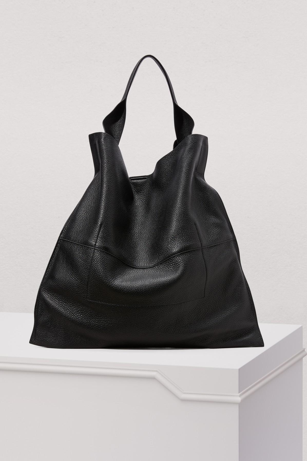 Jil Sander Xiao Leather Shopping Bag in Black - Lyst