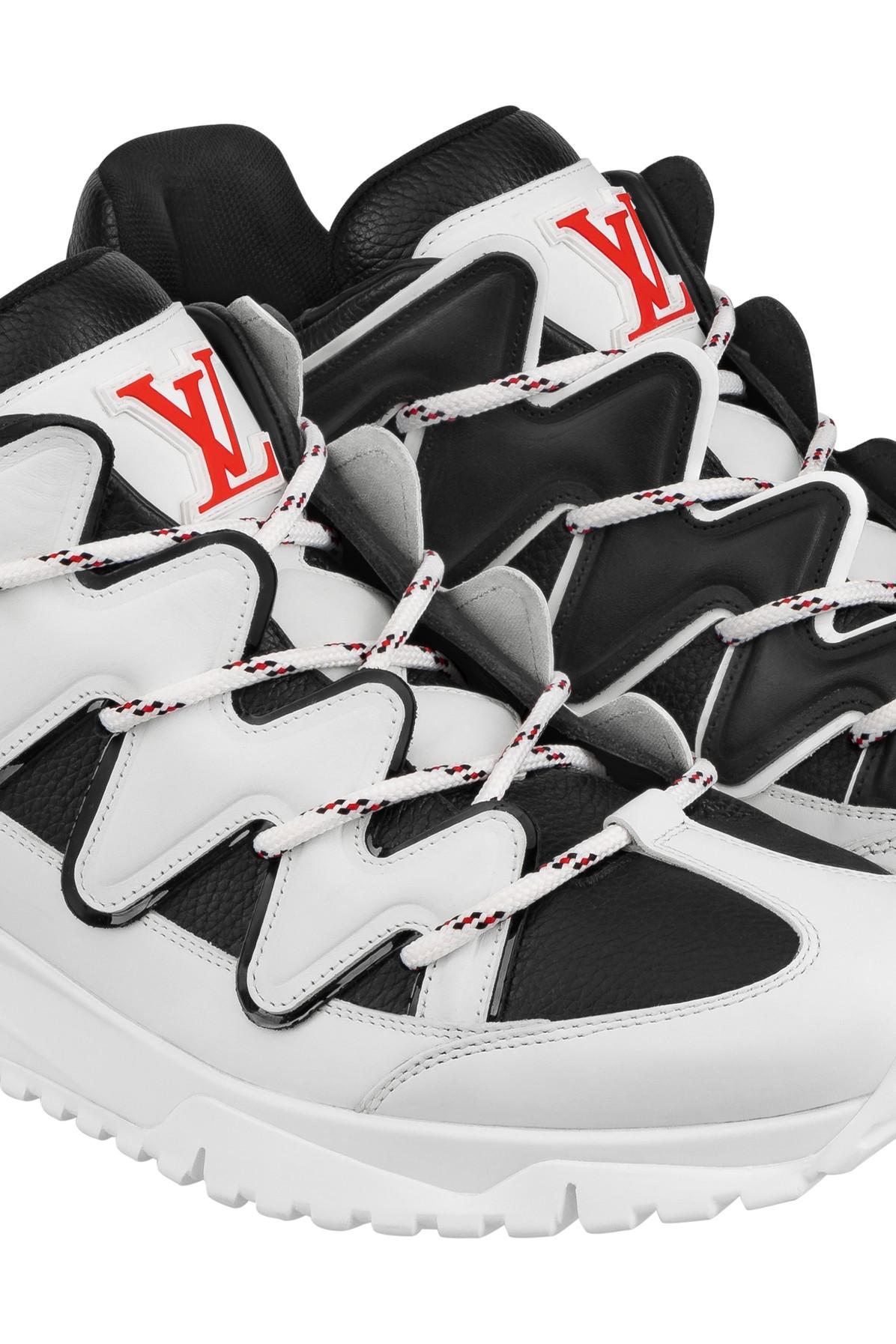 LOUIS VUITTON Calfskin Zig Zag Sneaker 7.5 White 669378