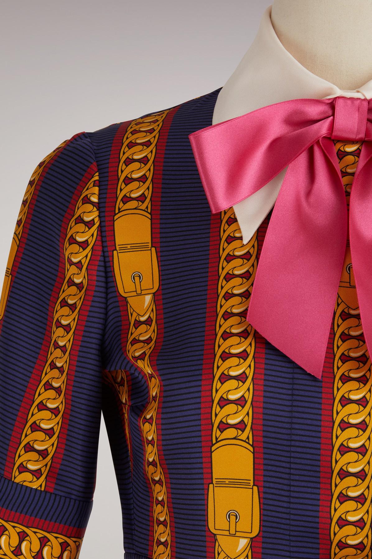 Gucci Sylvie Chain Print Silk Dress - Lyst